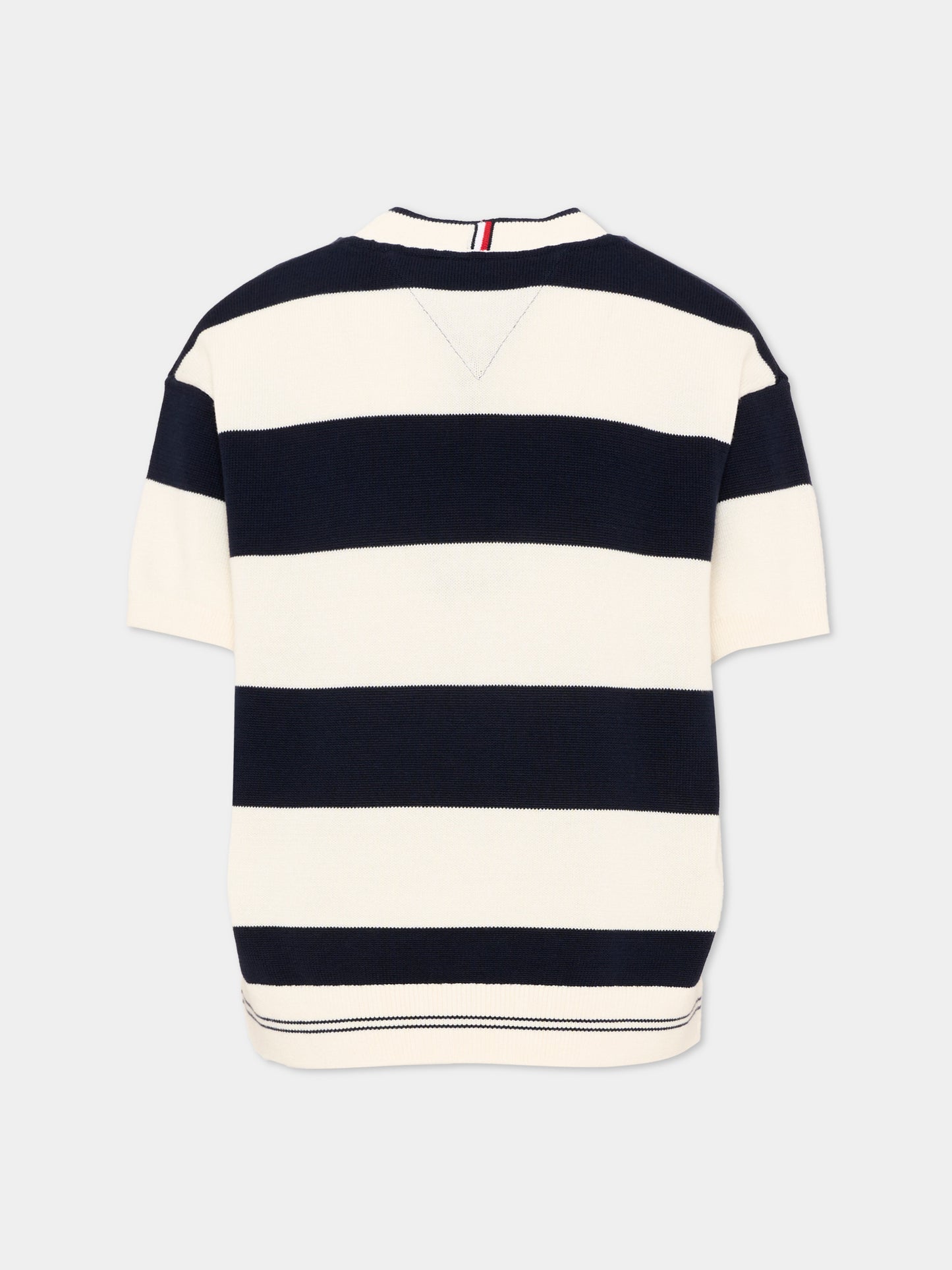 Maglia blu a righe per bambino con Tommy flag,Tommy Hilfiger Junior,KB0KB09809 C1G