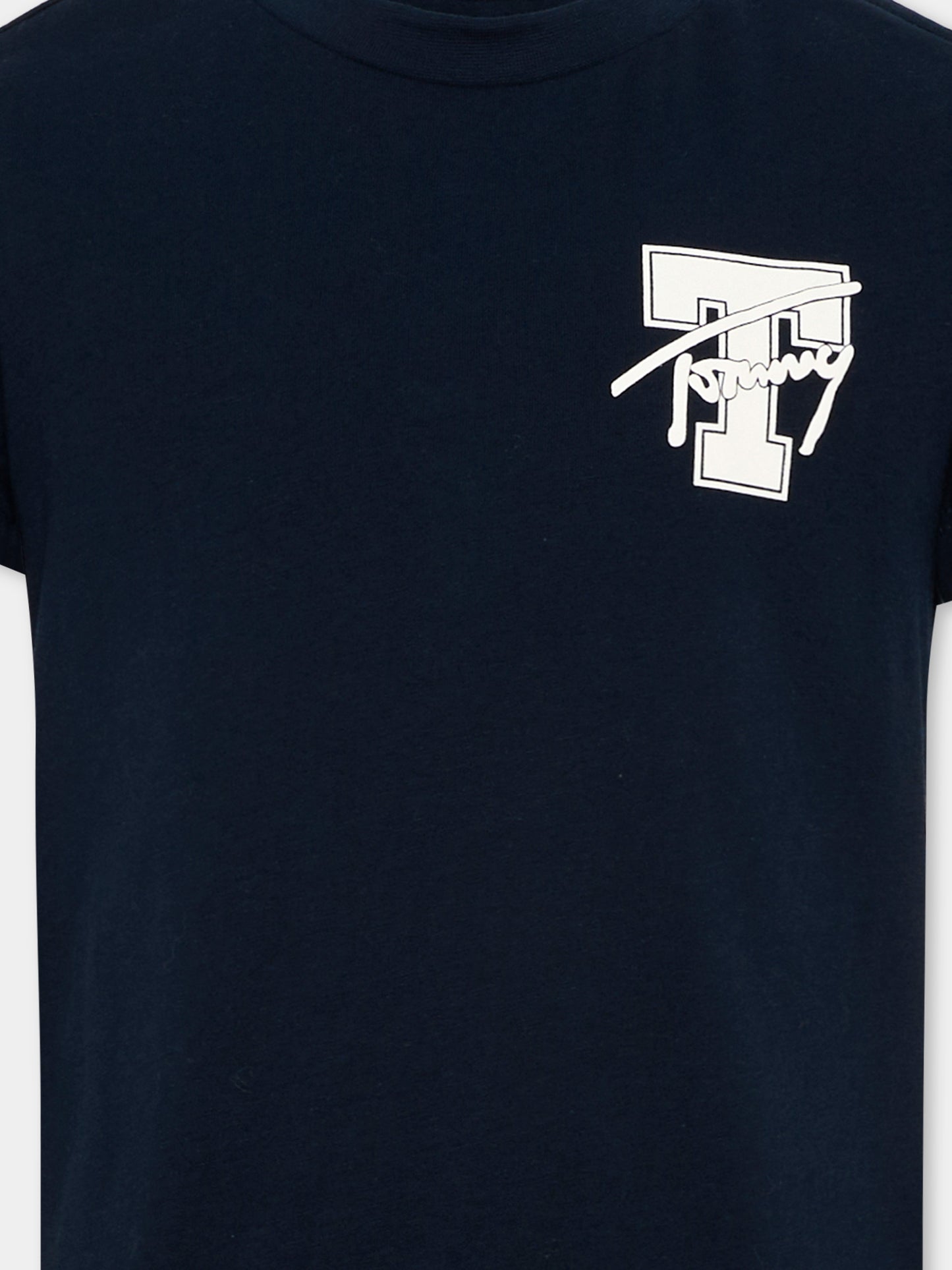 T-Shirt blu per bambino con logo,Tommy Hilfiger Junior,KB0KB09868 C1G