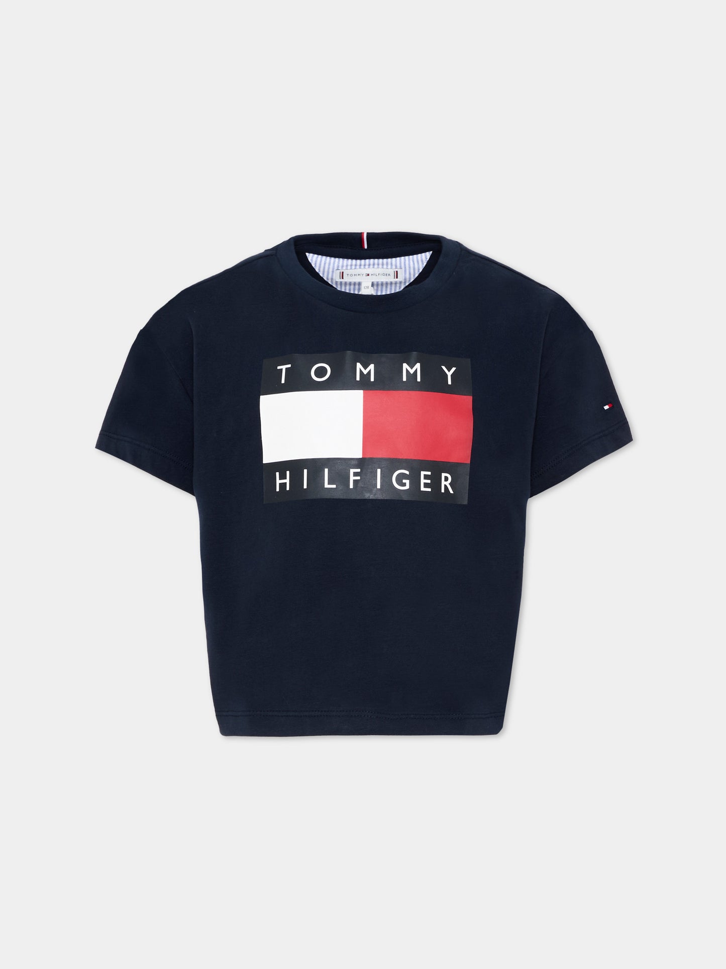 T-Shirt blu per bambina con logo,Tommy Hilfiger Junior,KG0KG09289 C1G