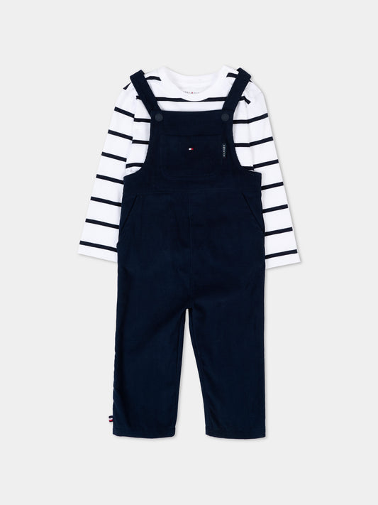 Salopette blu per neonato con Tommy Flag,Tommy Hilfiger Junior,KN0KN02107 C1G