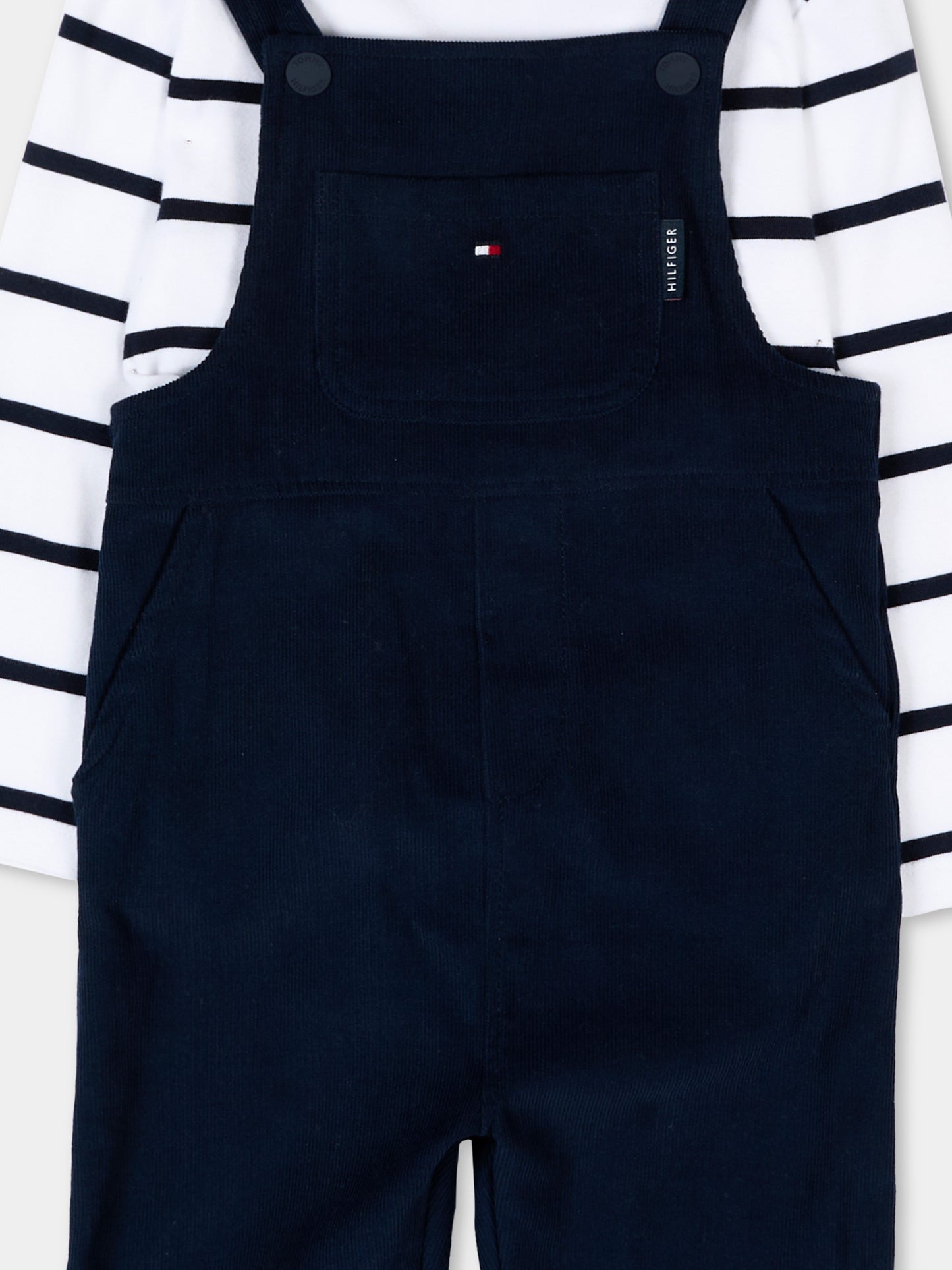 Salopette blu per neonato con Tommy Flag,Tommy Hilfiger Junior,KN0KN02107 C1G