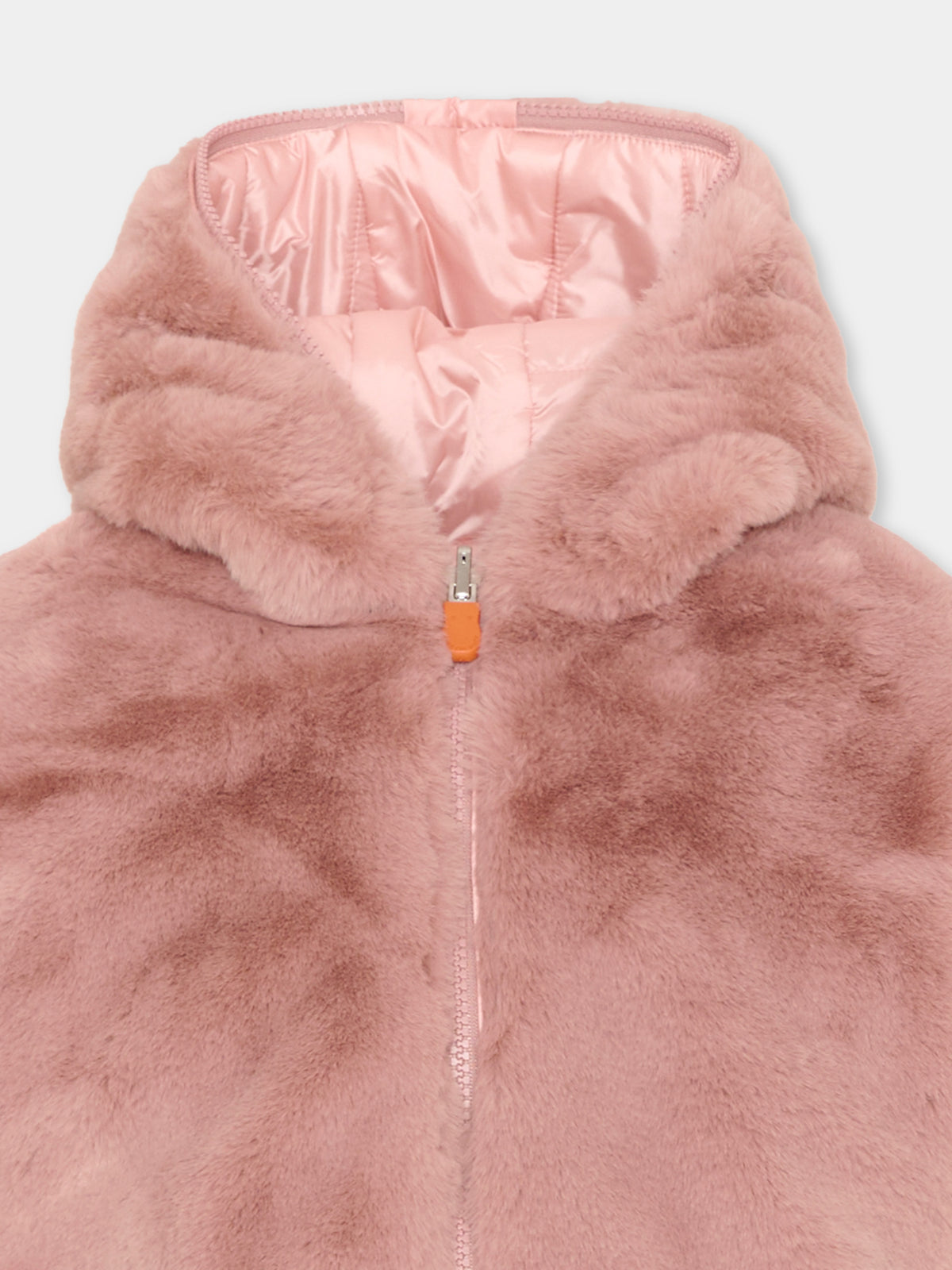 Ecopelliccia rosa per bambina con cappuccio,Save The Duck Kids,J31153G FURY23 80007