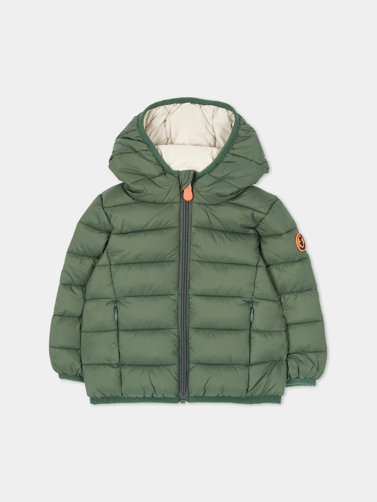 Piumino verde per neonati con cappuccio,Save The Duck Kids,I33229X GIGA23 50028