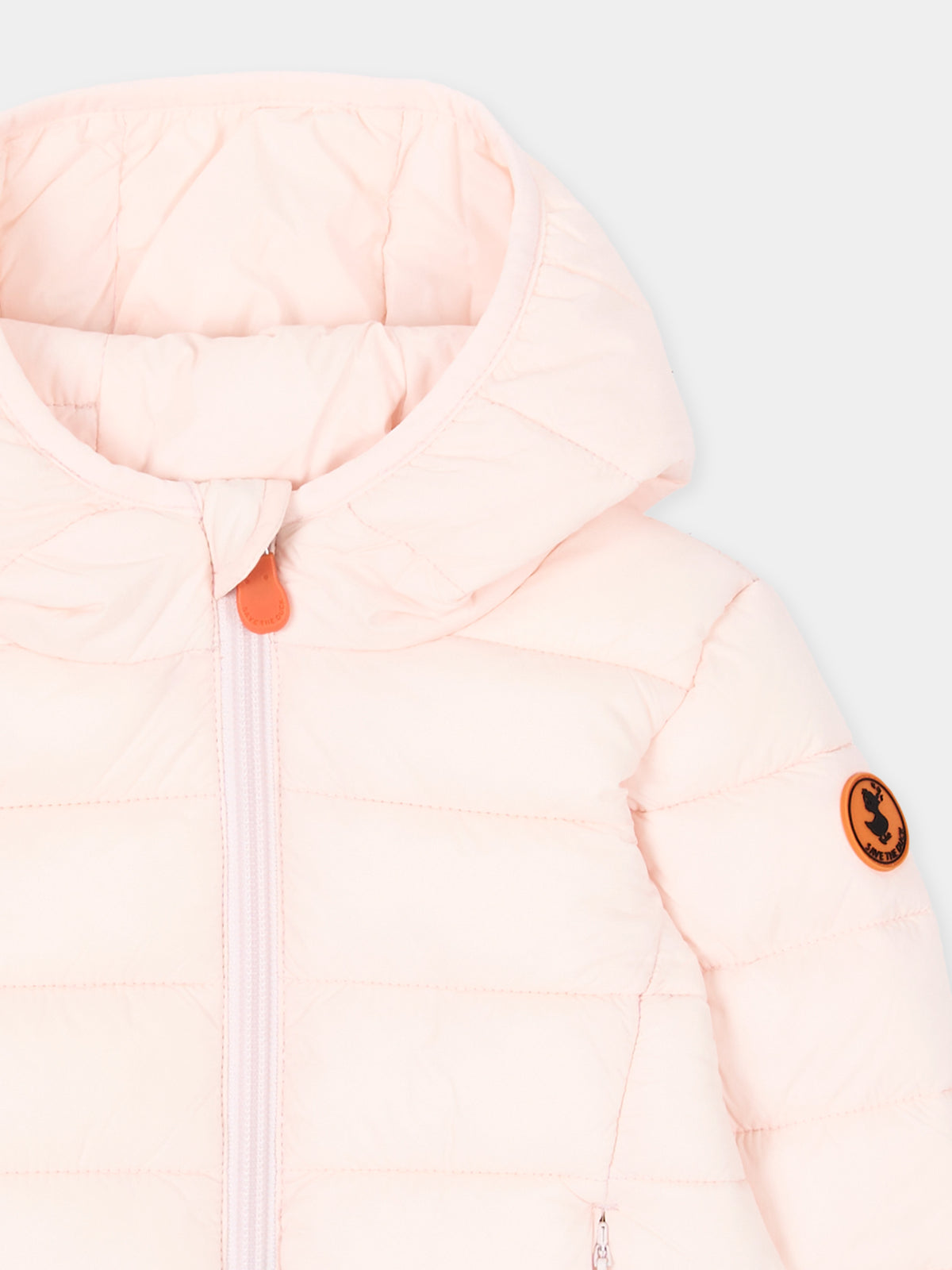 Piumino rosa per neonata con cappuccio,Save The Duck Kids,I33229X GIGA23 80054