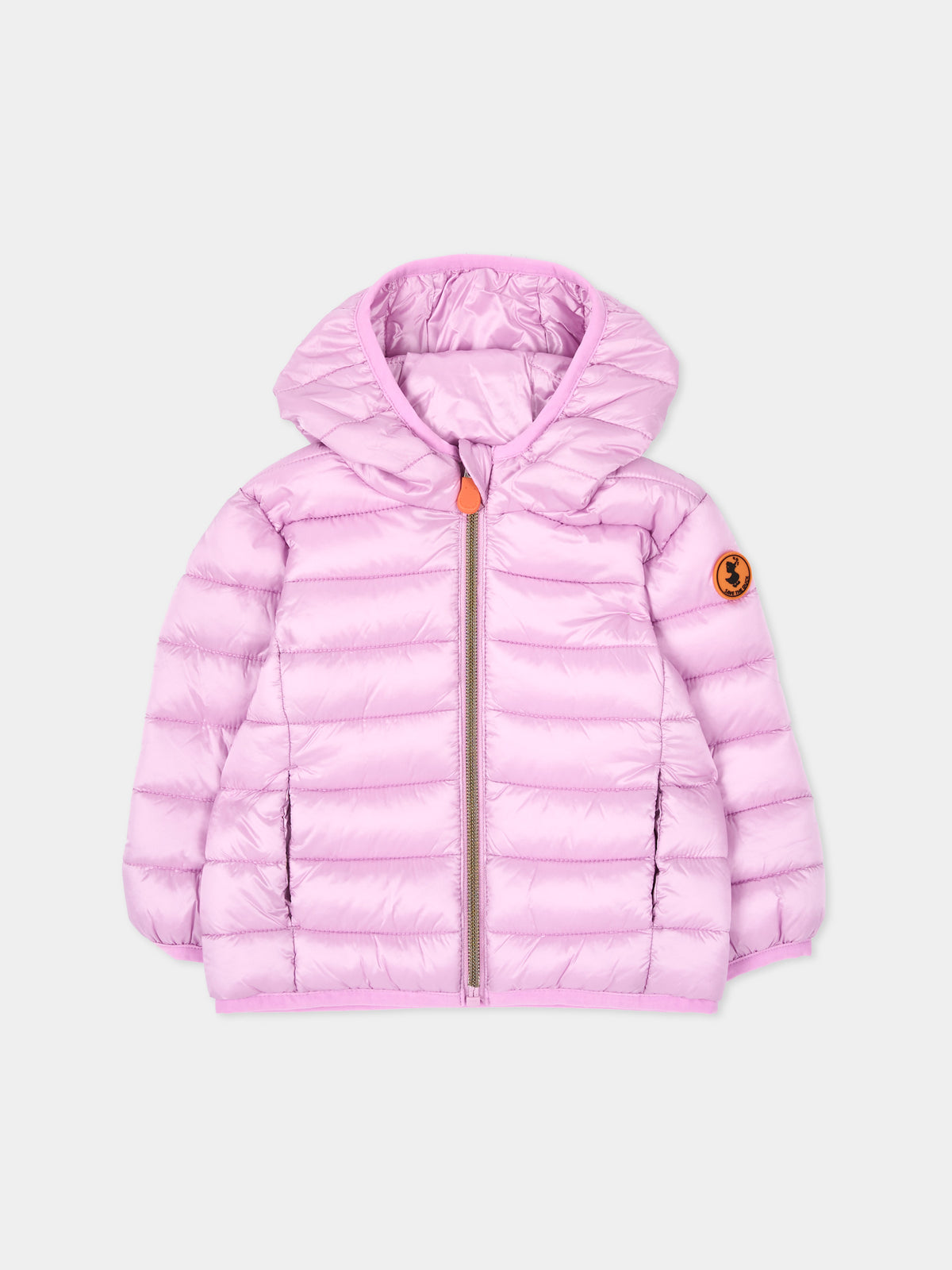 Piumino rosa per neonata con cappuccio,Save The Duck Kids,I33229X IRIS23 80055