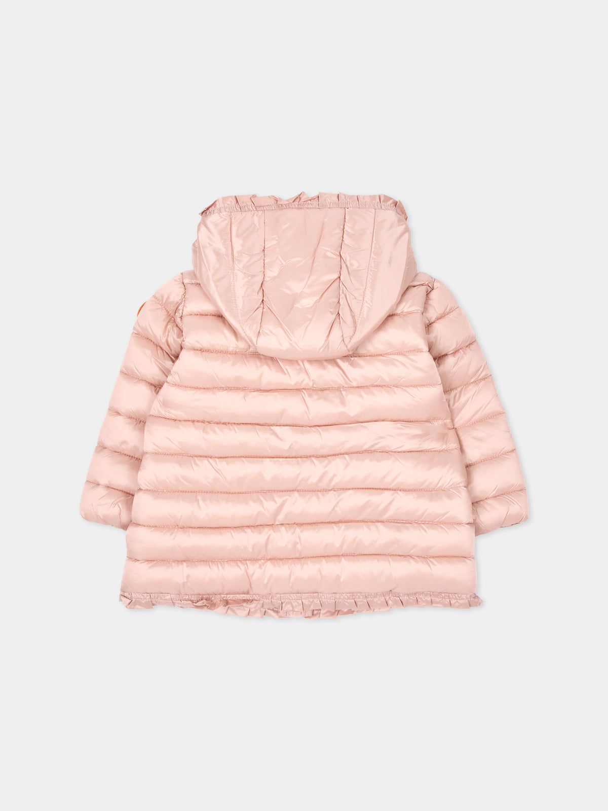 Piumino rosa per neonata con cappuccio,Save The Duck Kids,I33230X IRIS23 80043