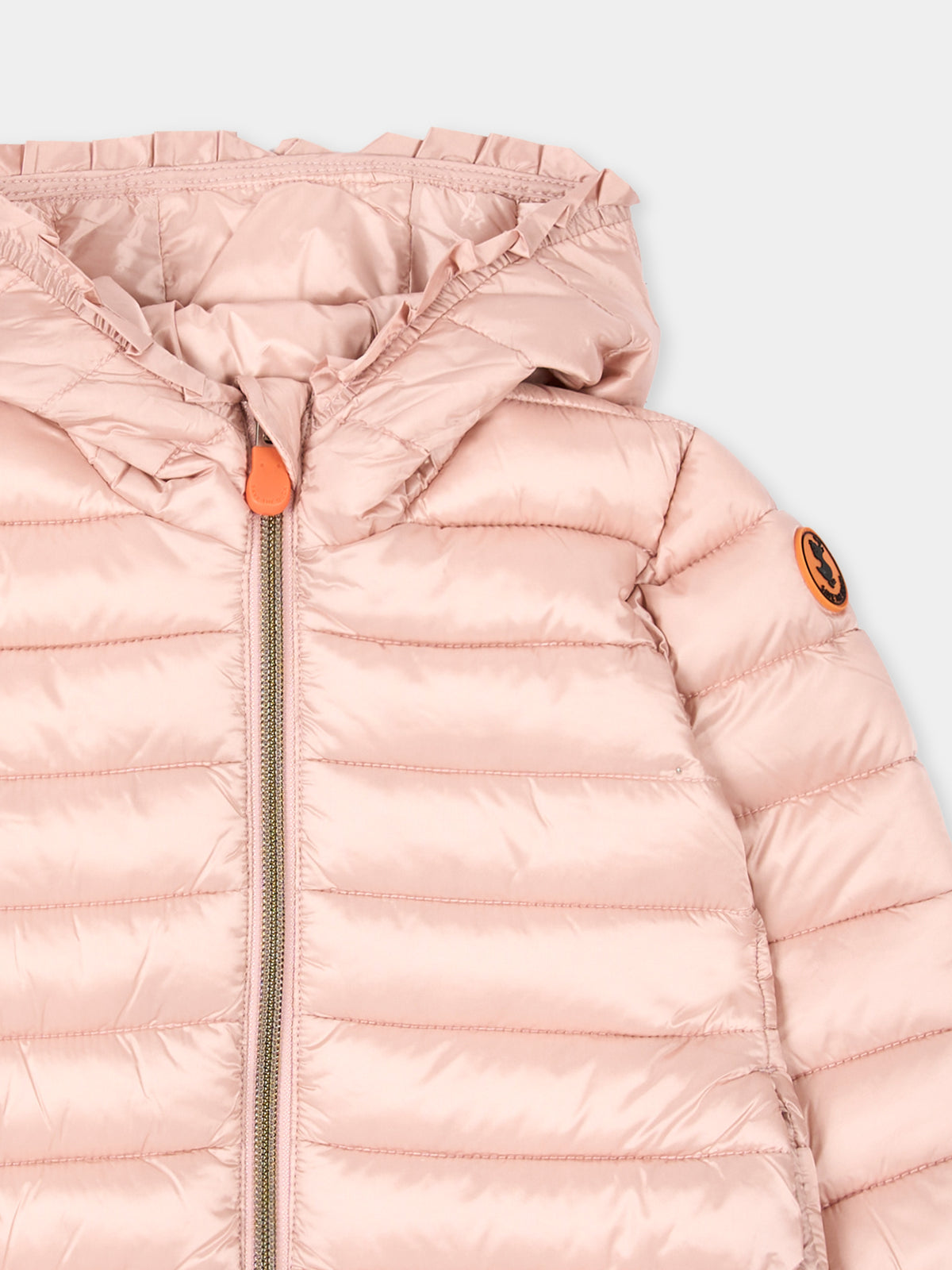 Piumino rosa per neonata con cappuccio,Save The Duck Kids,I33230X IRIS23 80043