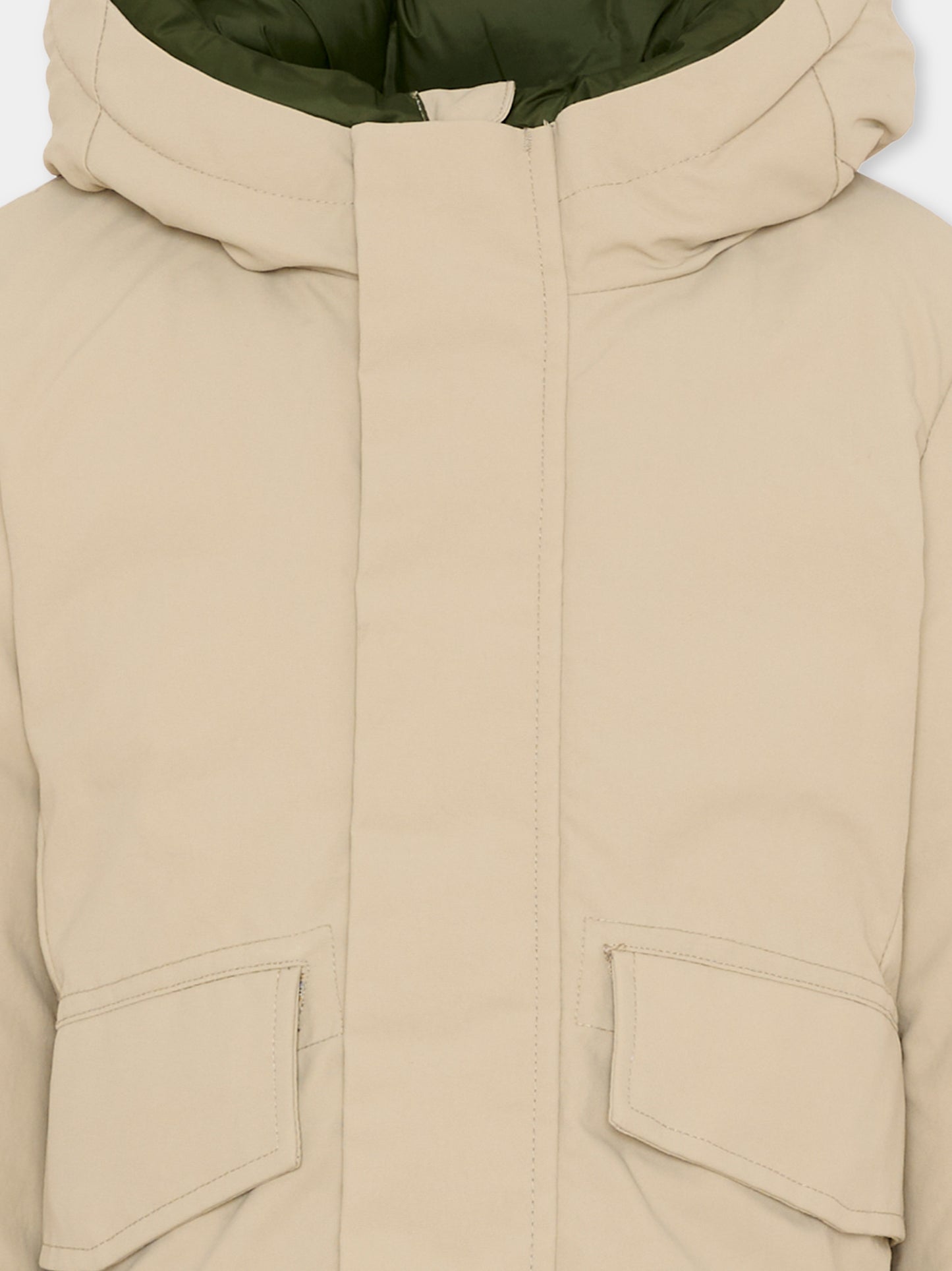 Piumino Benj beige per bambini con logo,Save The Duck Kids,P32292B COTO21 21651