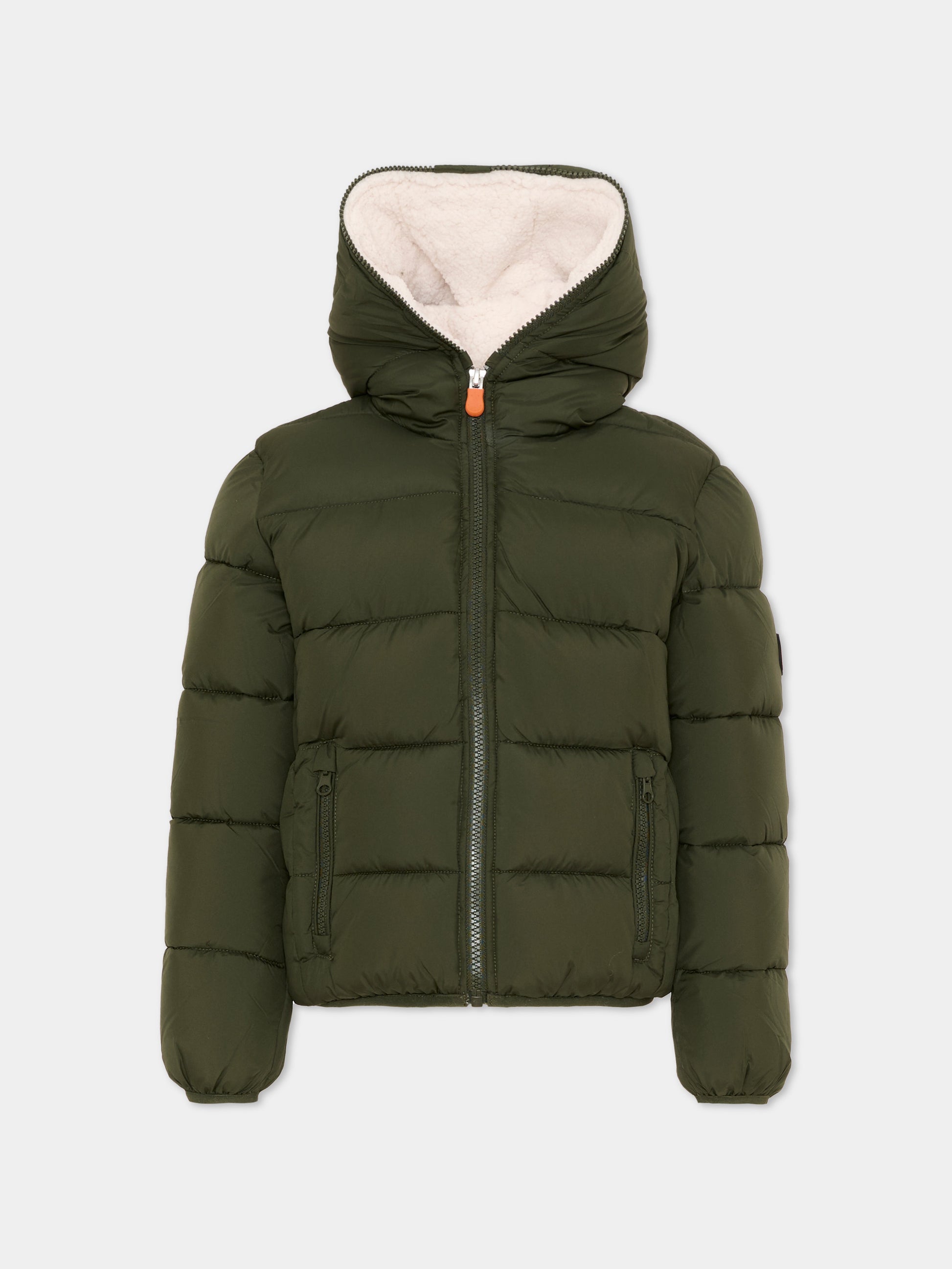 Piumino Chaz verde per bambino con logo,Save The Duck Kids,J31859B MIRO21 50012