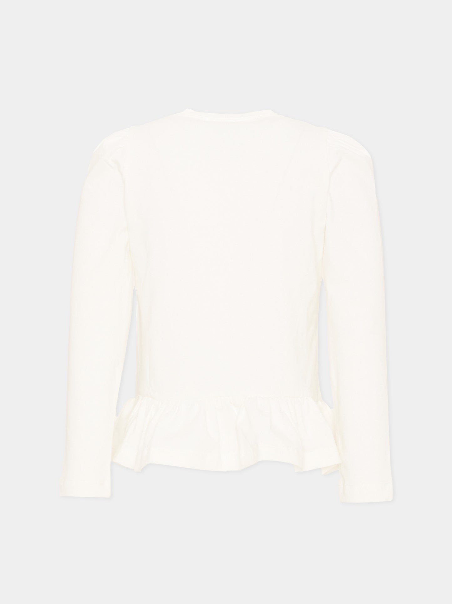 T-Shirt avorio per bambina con logo,Monnalisa,11F622 6202 0001