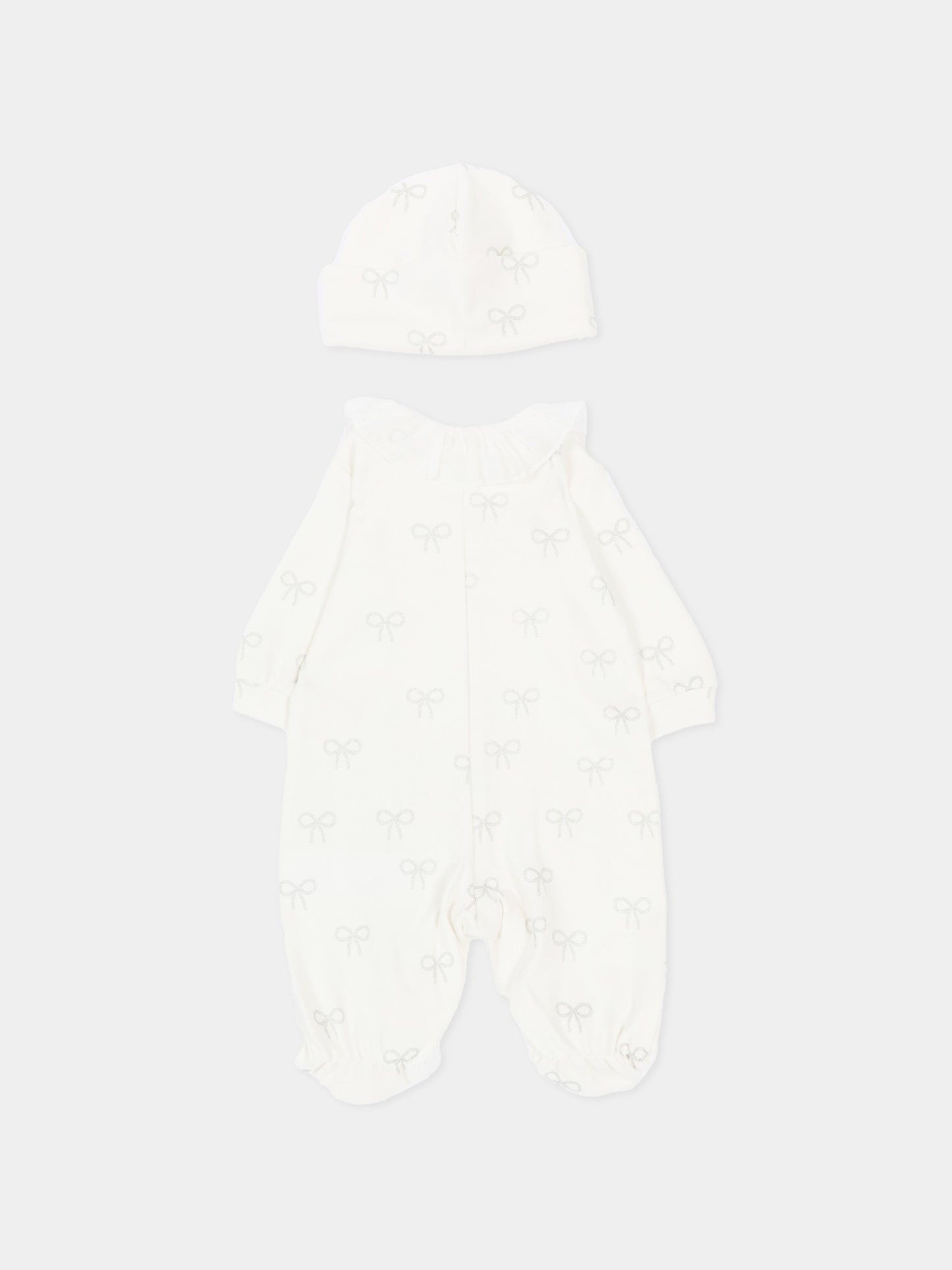 Set tutina avorio per neonati con stampa fiocchi,Monnalisa,35F504 6000 0001