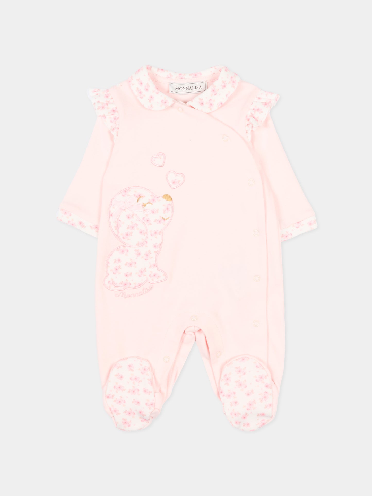 Tutina rosa per neonata con rouches,Monnalisa,35F200 6000 091C