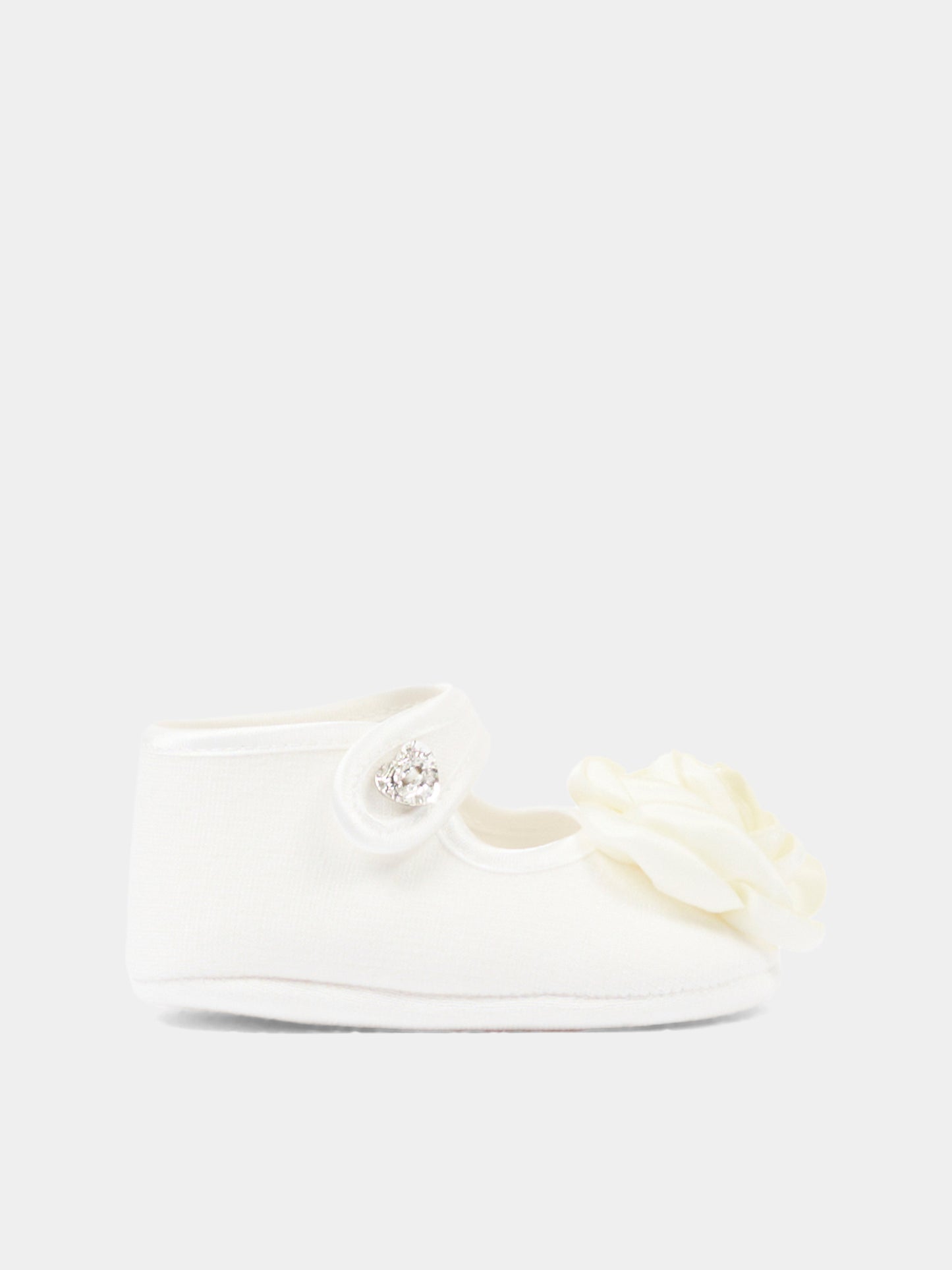 Ballerine avorio per neonata con rosa,Monnalisa,73F004 6207 0001