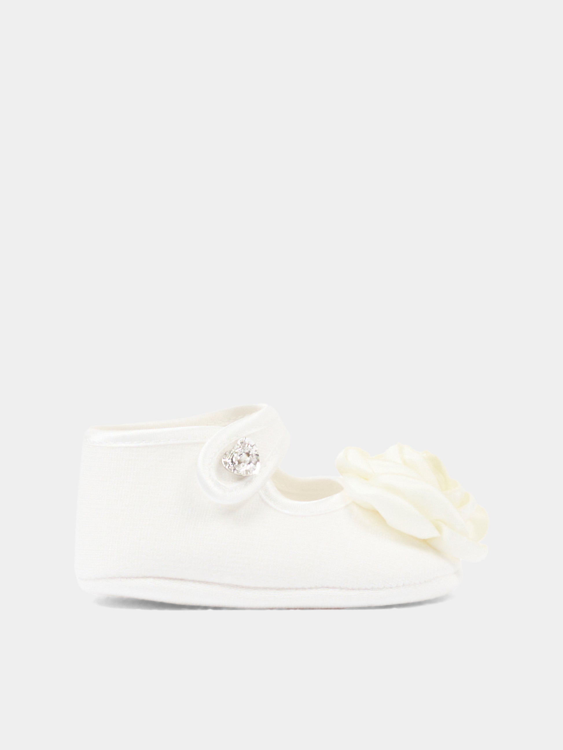 Ballerine avorio per neonata con rosa,Monnalisa,73F004 6207 0001