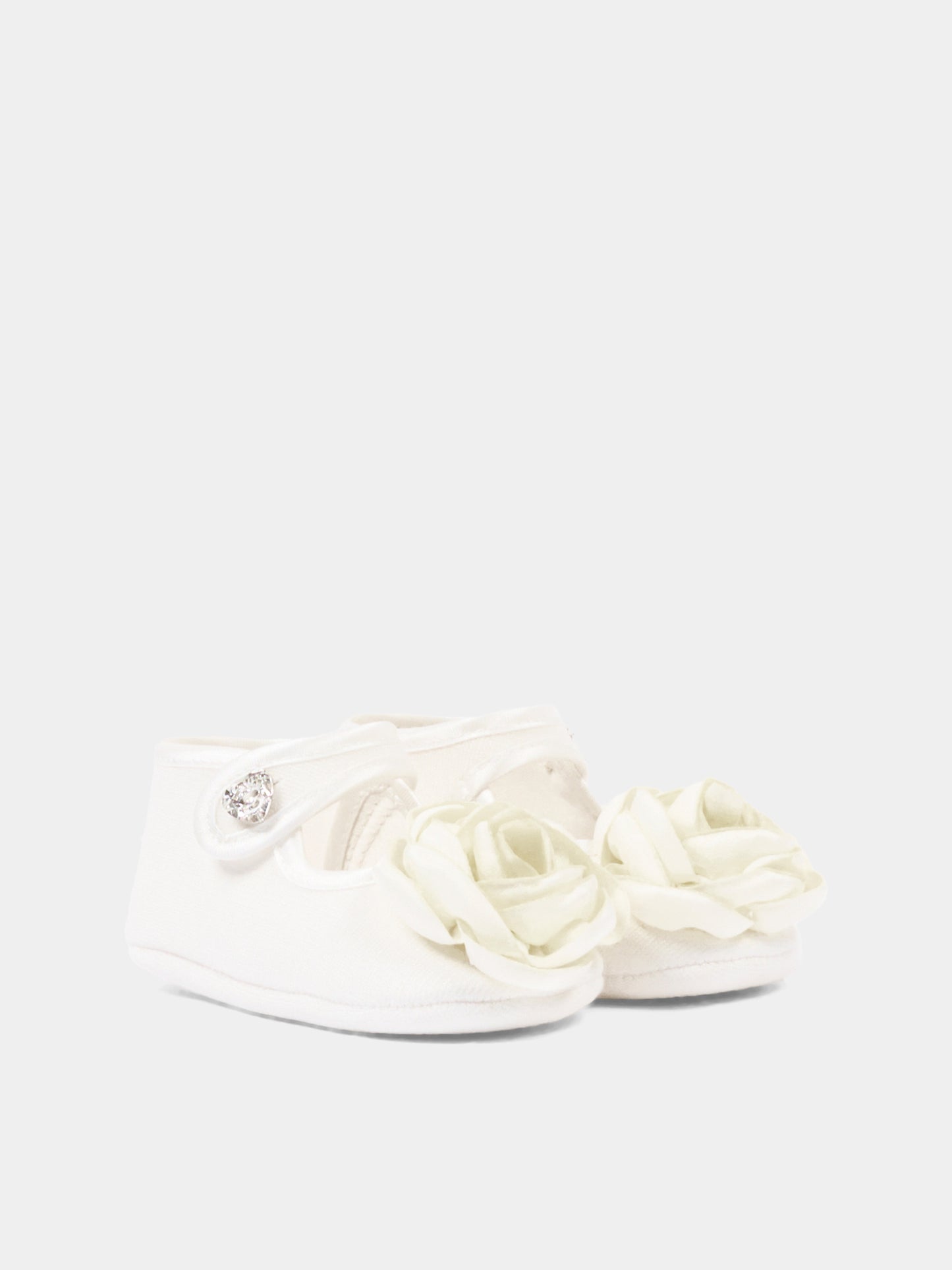 Ballerine avorio per neonata con rosa,Monnalisa,73F004 6207 0001