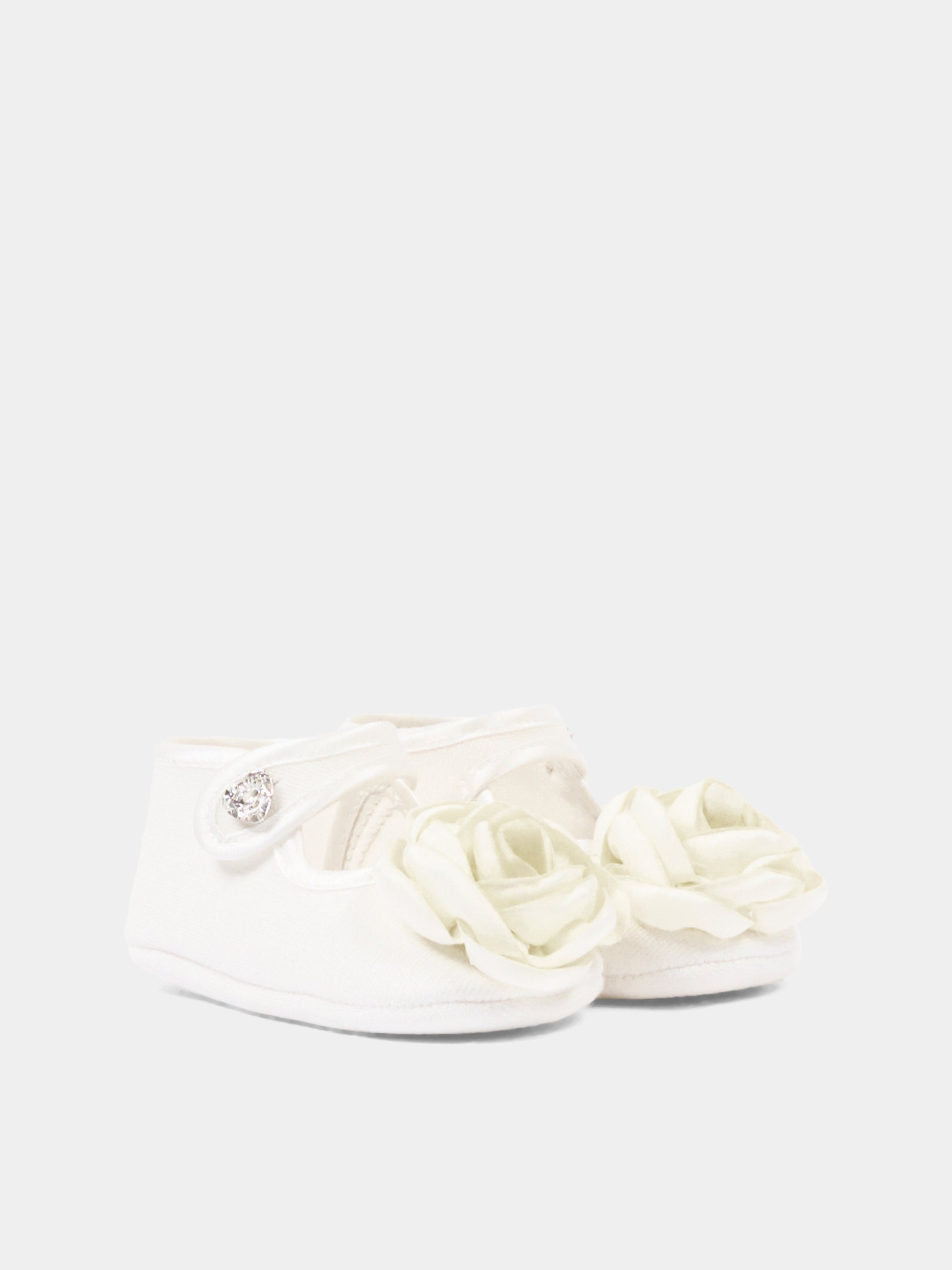 Ballerine avorio per neonata con rosa,Monnalisa,73F004 6207 0001