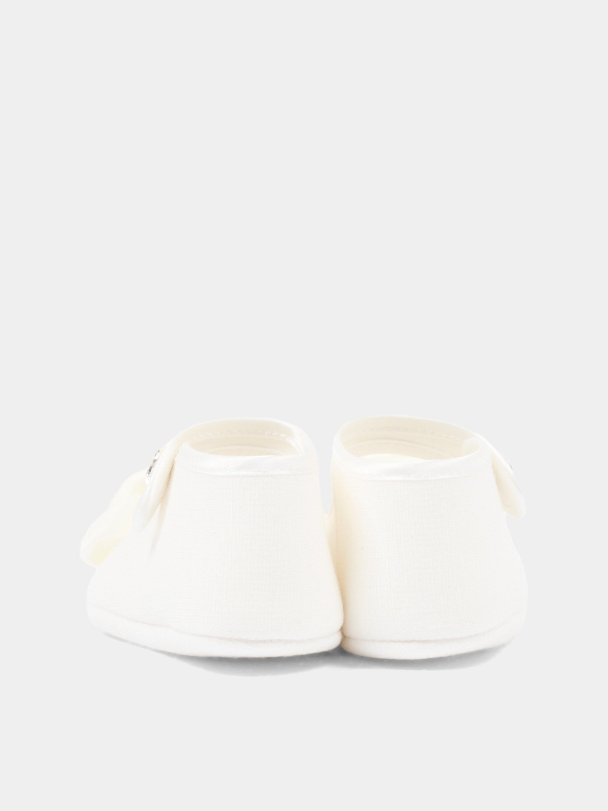 Ballerine avorio per neonata con rosa,Monnalisa,73F004 6207 0001