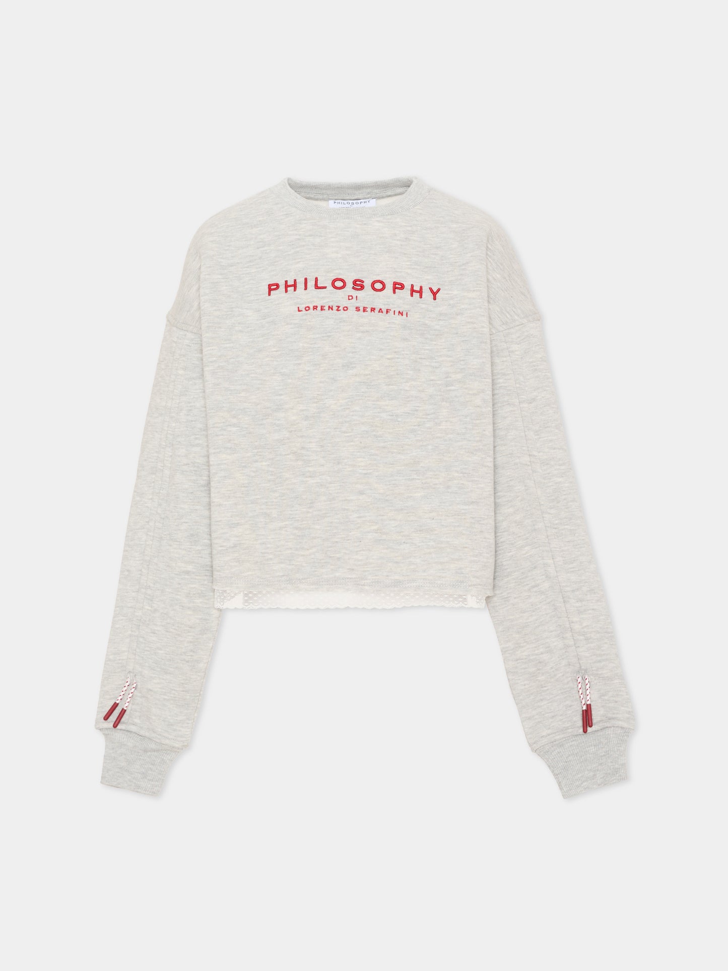 Felpa grigia per bambina con logo,Philosophy,I9F601 6036 P032