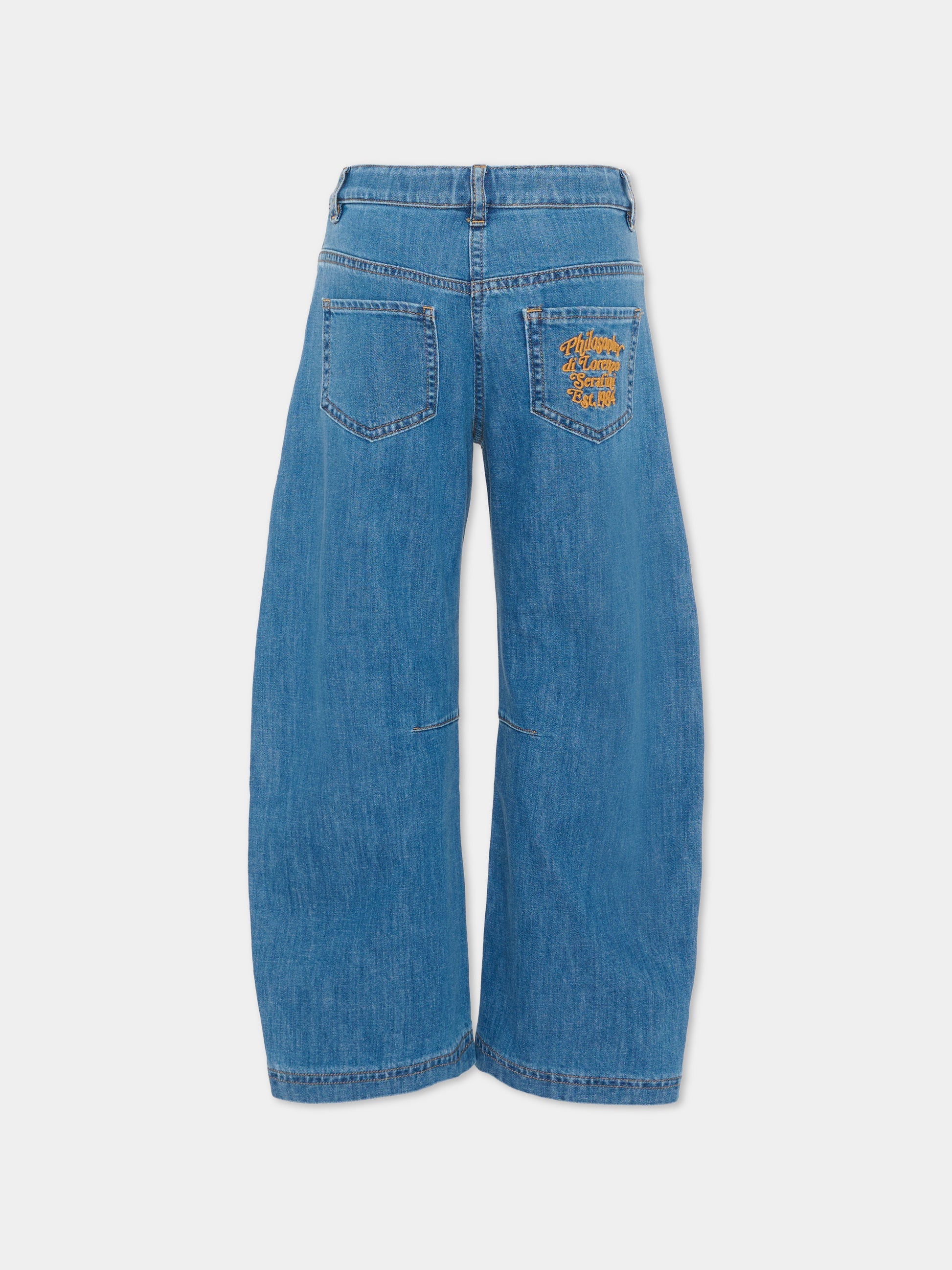 Jeans denim per bambina con logo ricamato,Philosophy,I9F412 6044 P062
