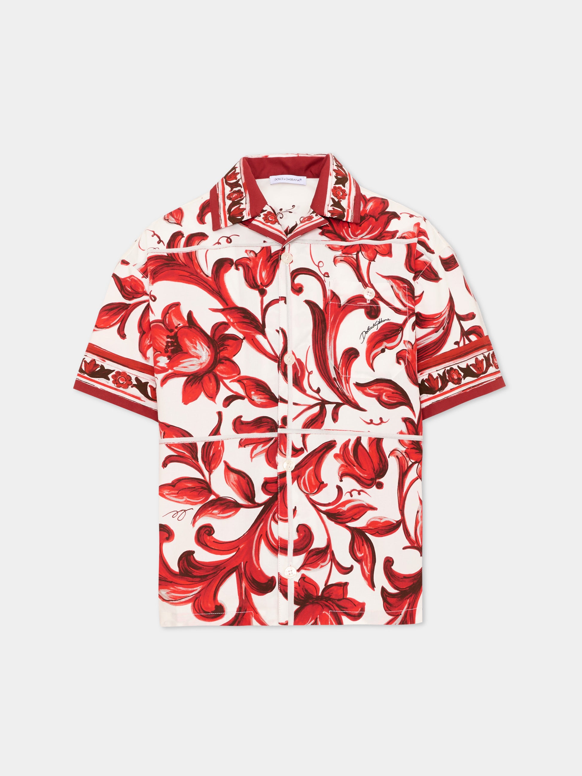 Camicia rossa baroque per bambino,Dolce & Gabbana Kids,L44S94 FI5OI I63TN