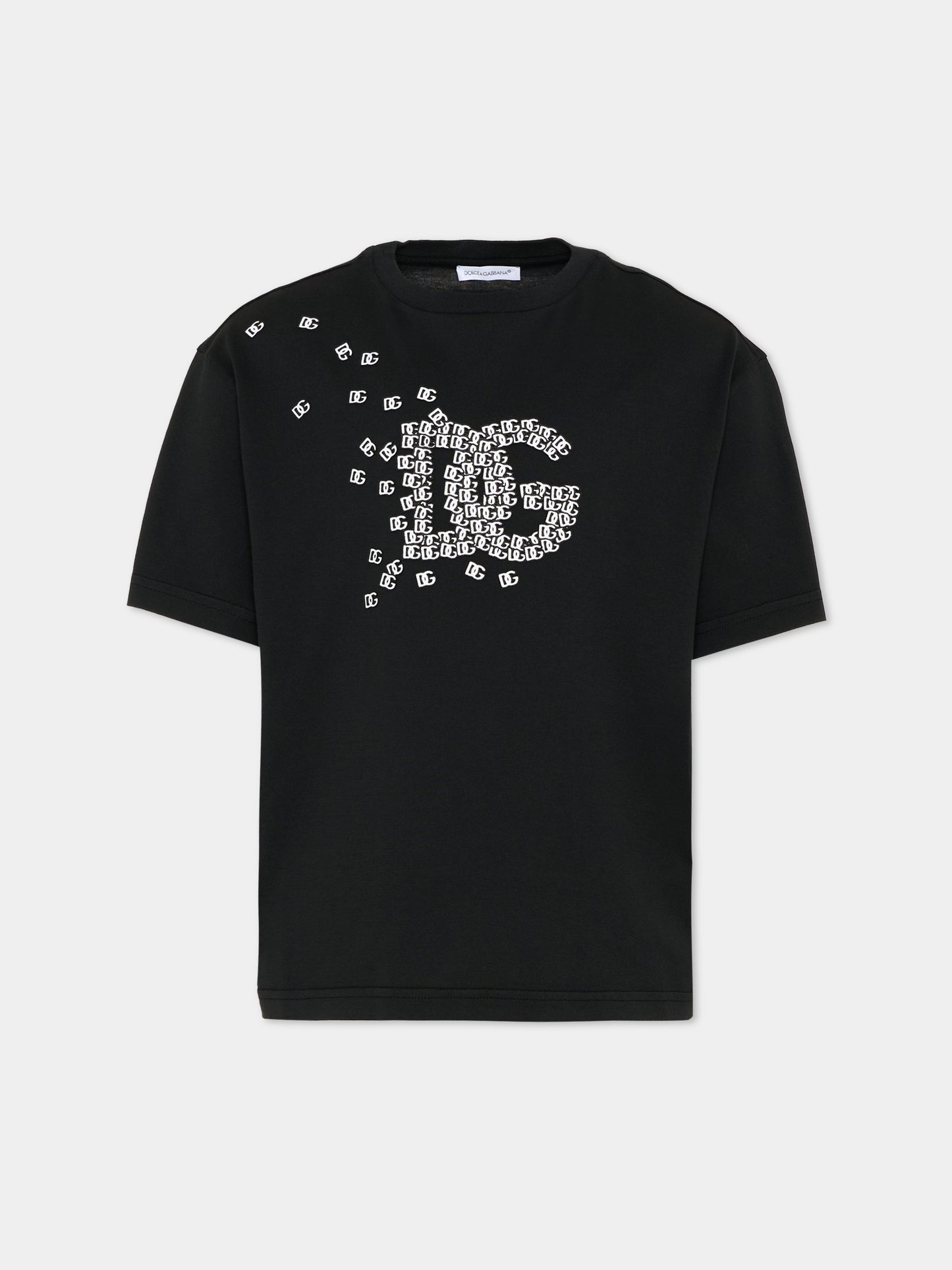 T-Shirt nera per bambino con logo,Dolce & Gabbana Kids,L4JTHV G7Q0T N0000