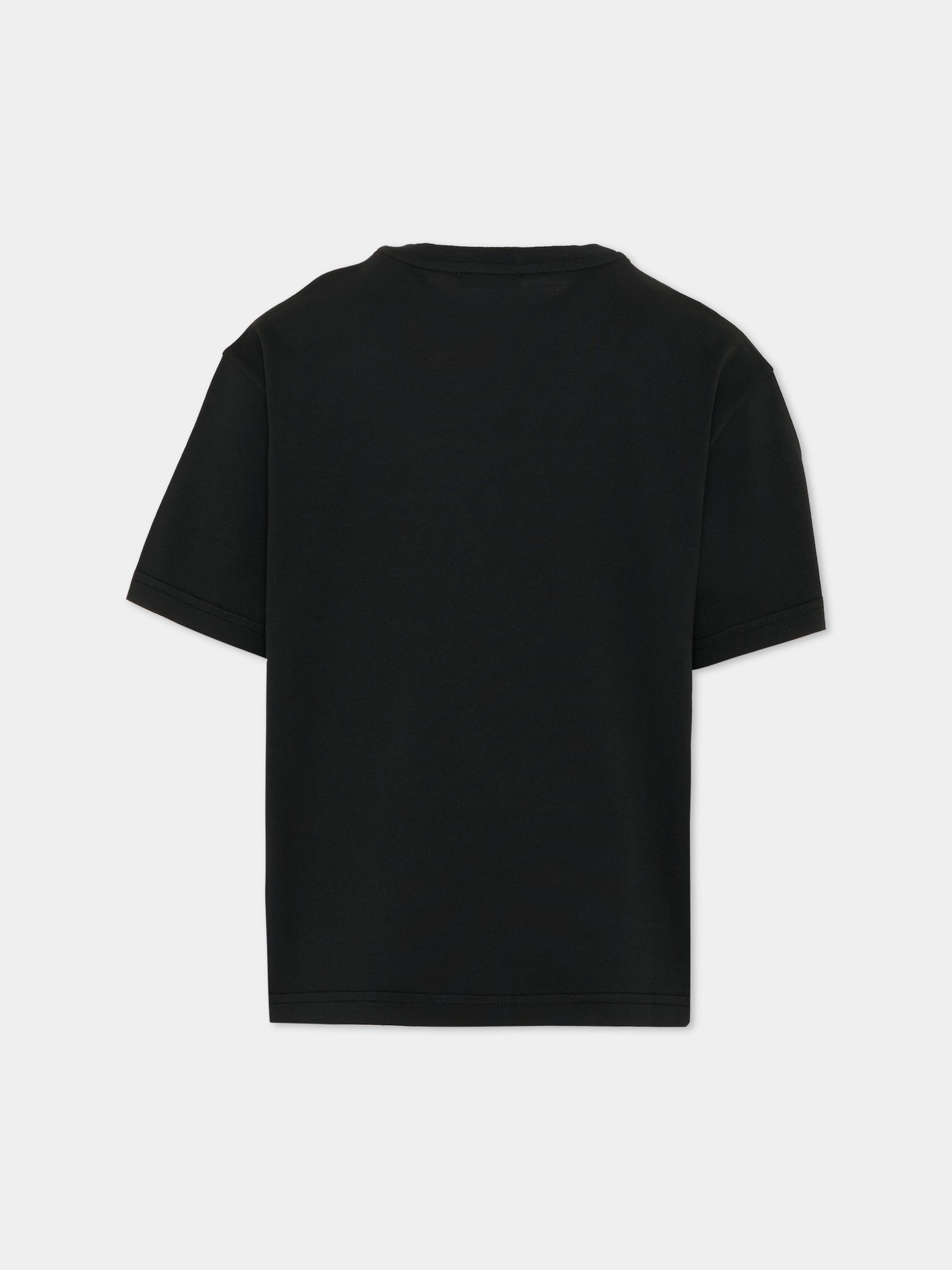 T-Shirt nera per bambino con logo,Dolce & Gabbana Kids,L4JTHV G7Q0T N0000