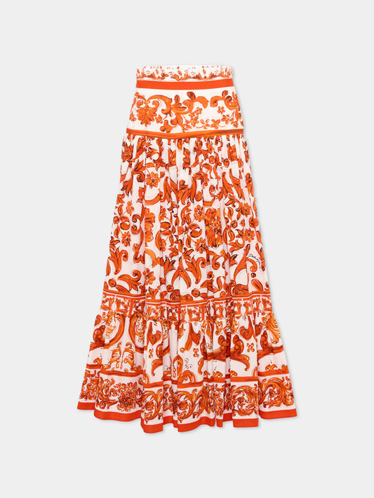 Gonna arancione baroque per bambina,Dolce & Gabbana Kids,L56I02 G7P4J IO5DQ