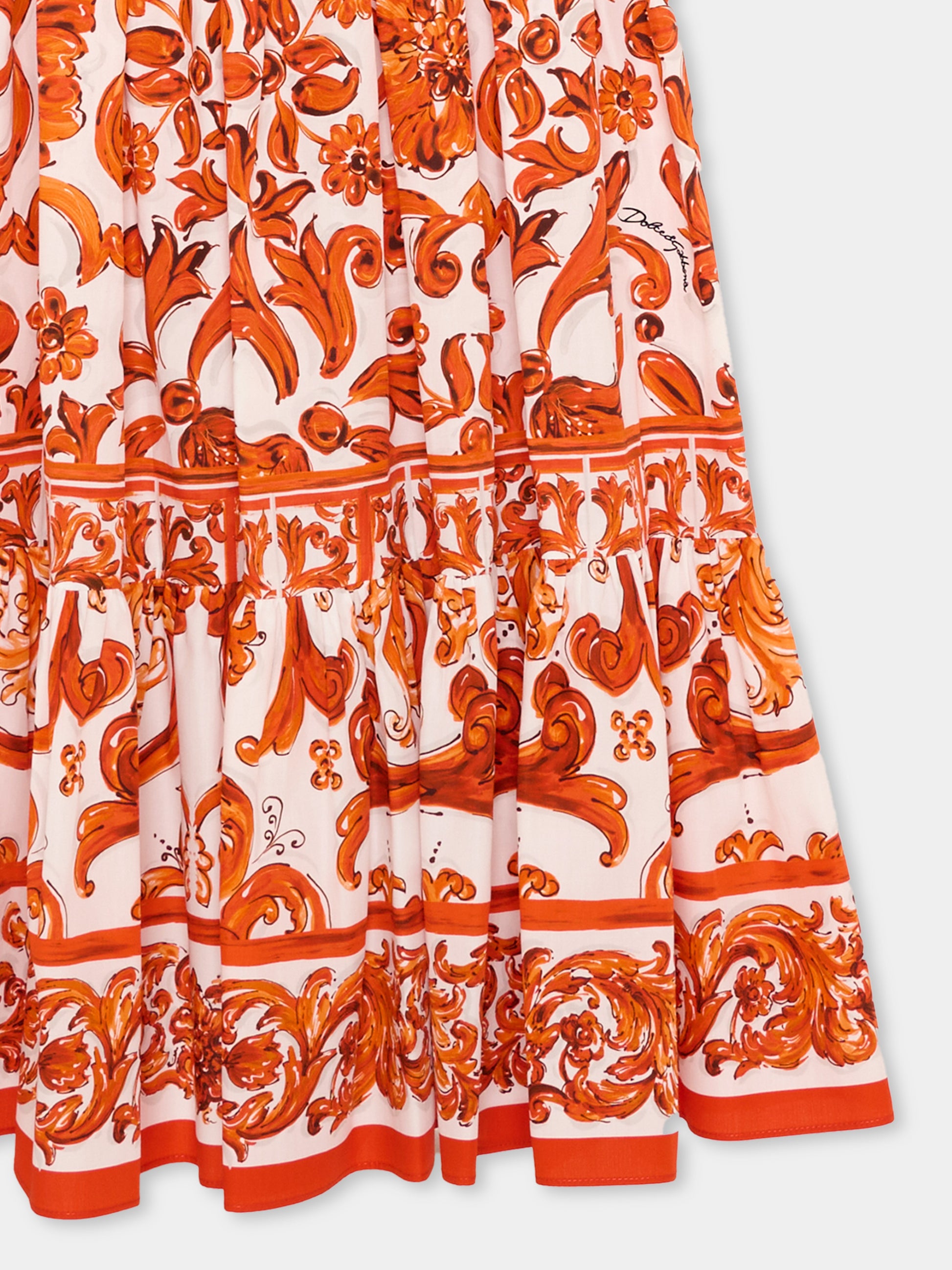 Gonna arancione baroque per bambina,Dolce & Gabbana Kids,L56I02 G7P4J IO5DQ