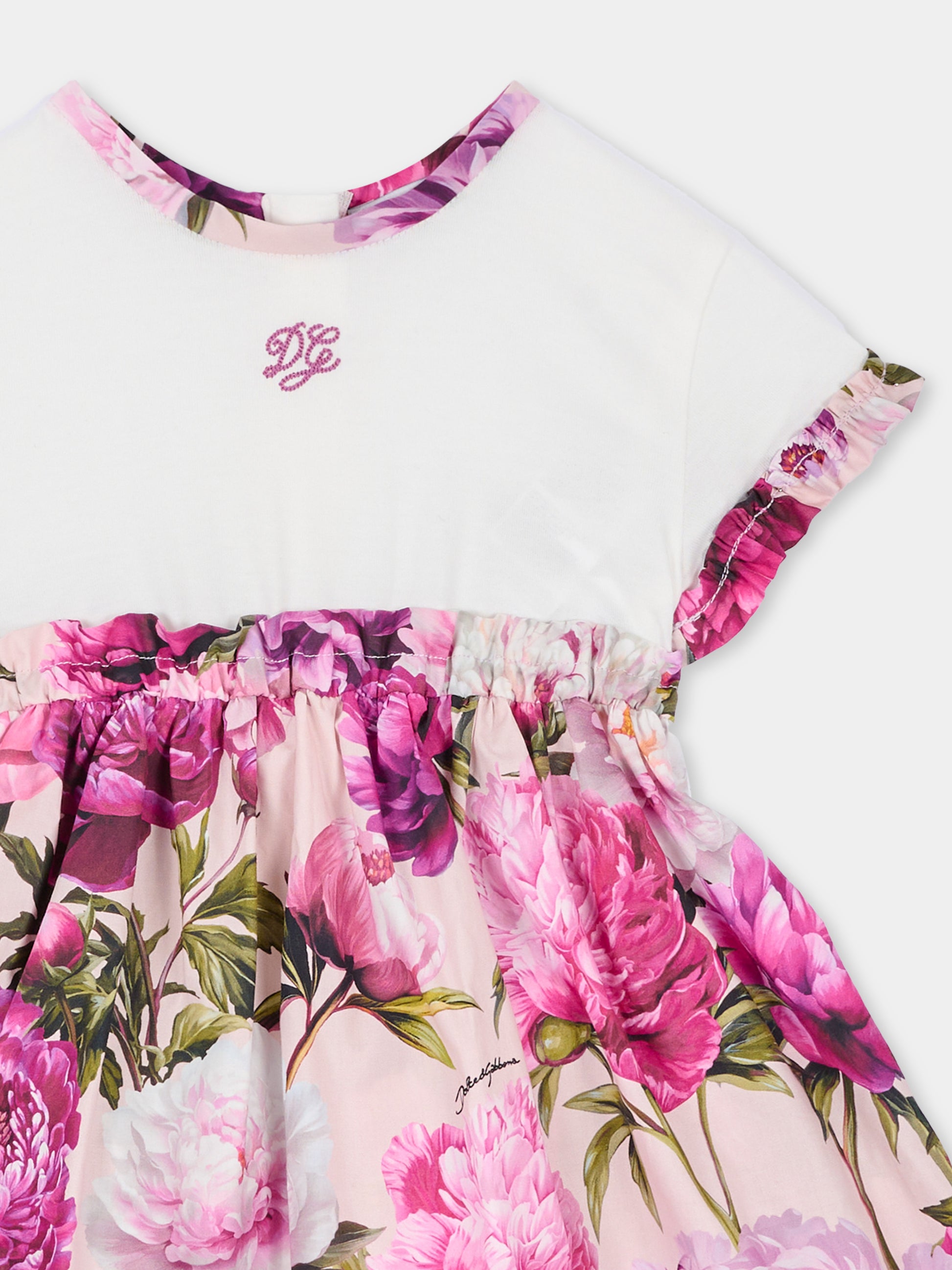 Abito elegante rosa per neonata floreale,Dolce & Gabbana Kids,L2JDBQ G7QZY S9000
