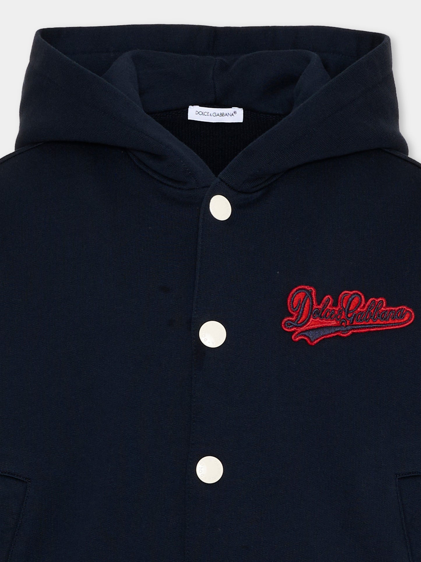 Felpa blu per bambino con logo,Dolce & Gabbana Kids,L4JB8F G7P6N S9000