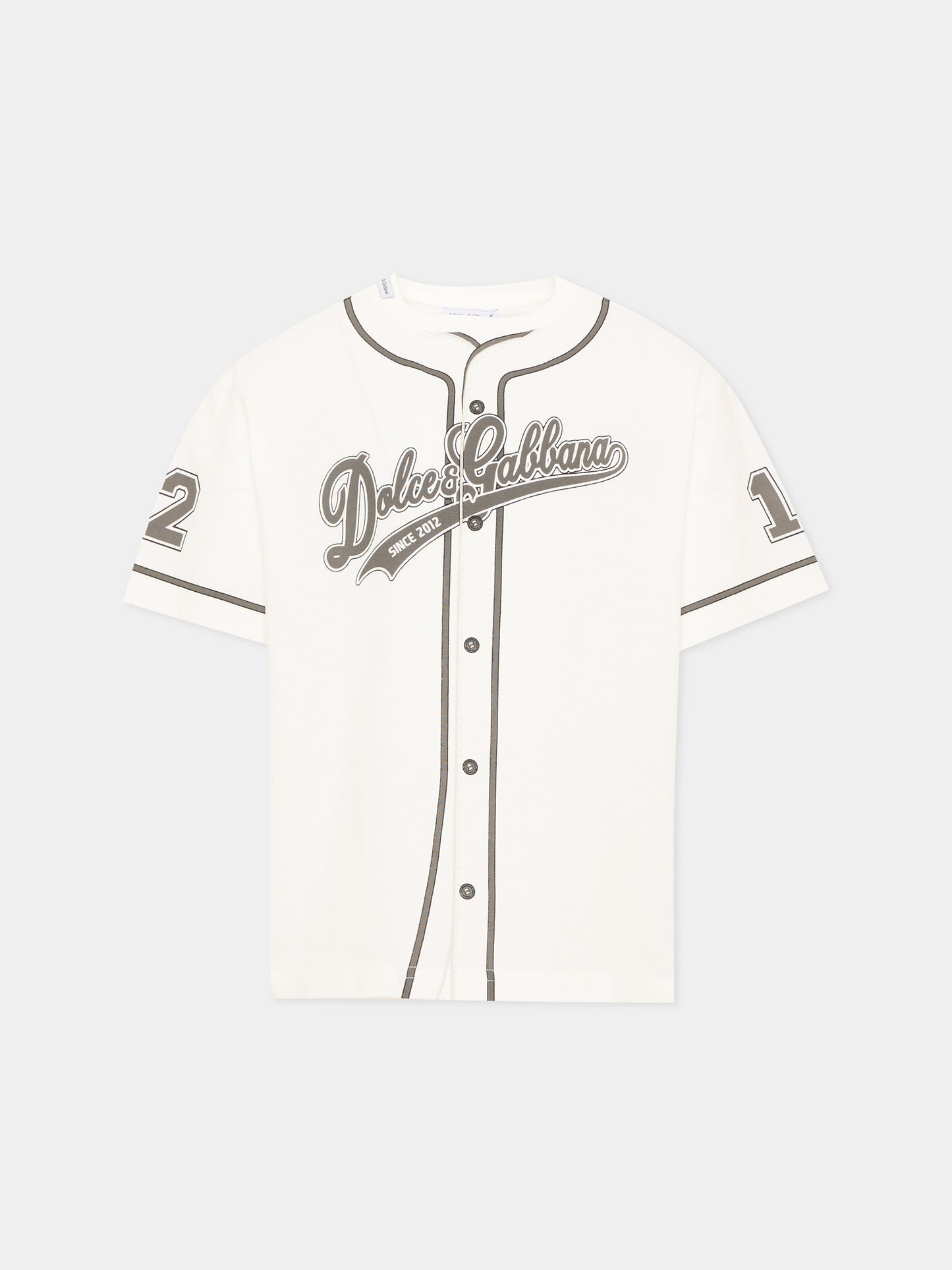 T-shirt avorio per bambini con logo,Dolce & Gabbana Kids,L4JTHV G7P6T HA6GA
