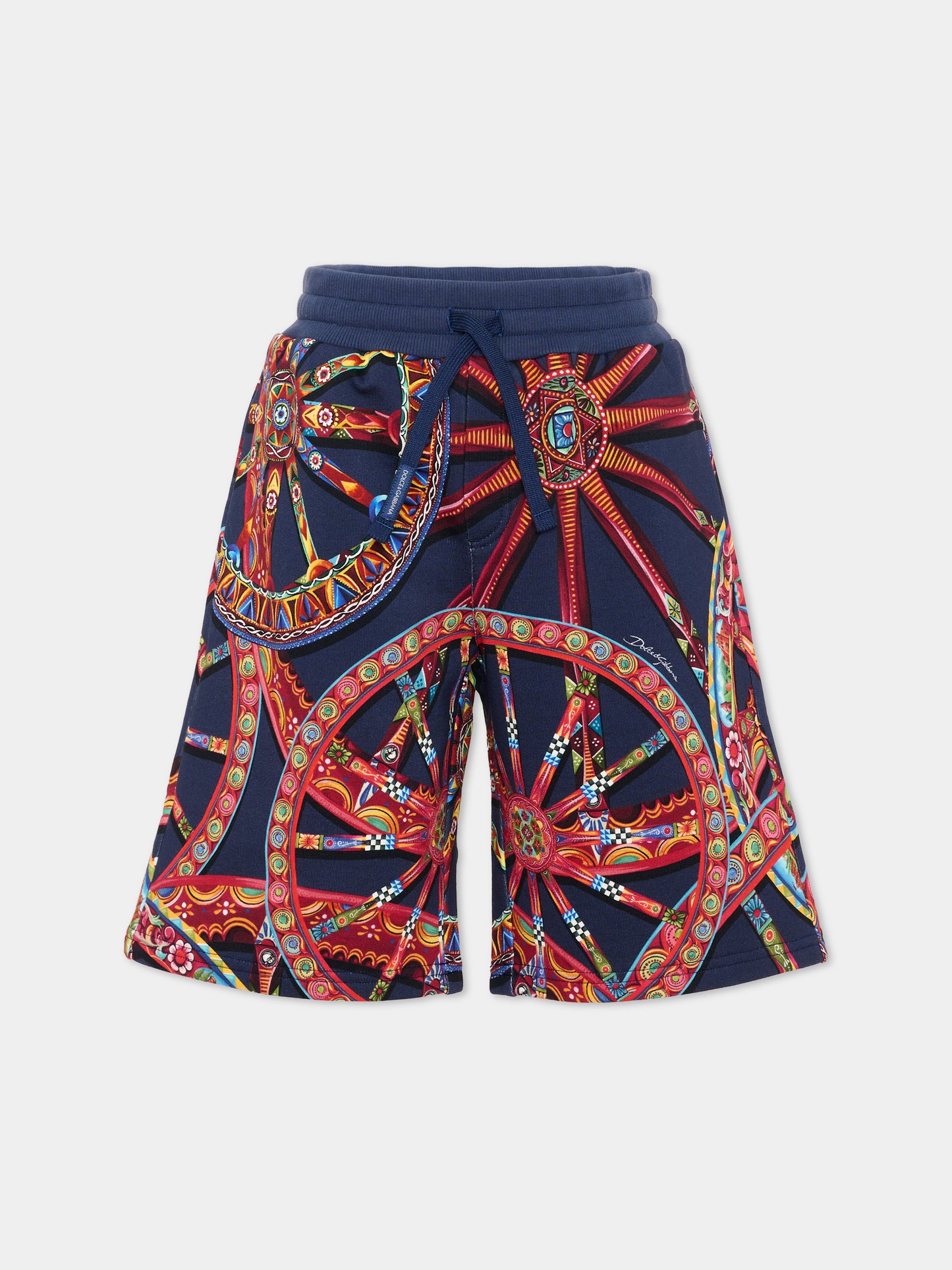 Shorts blu per bambino con Carretto Siciliano,Dolce & Gabbana Kids,L4JQU4 HS7RF HB6DU