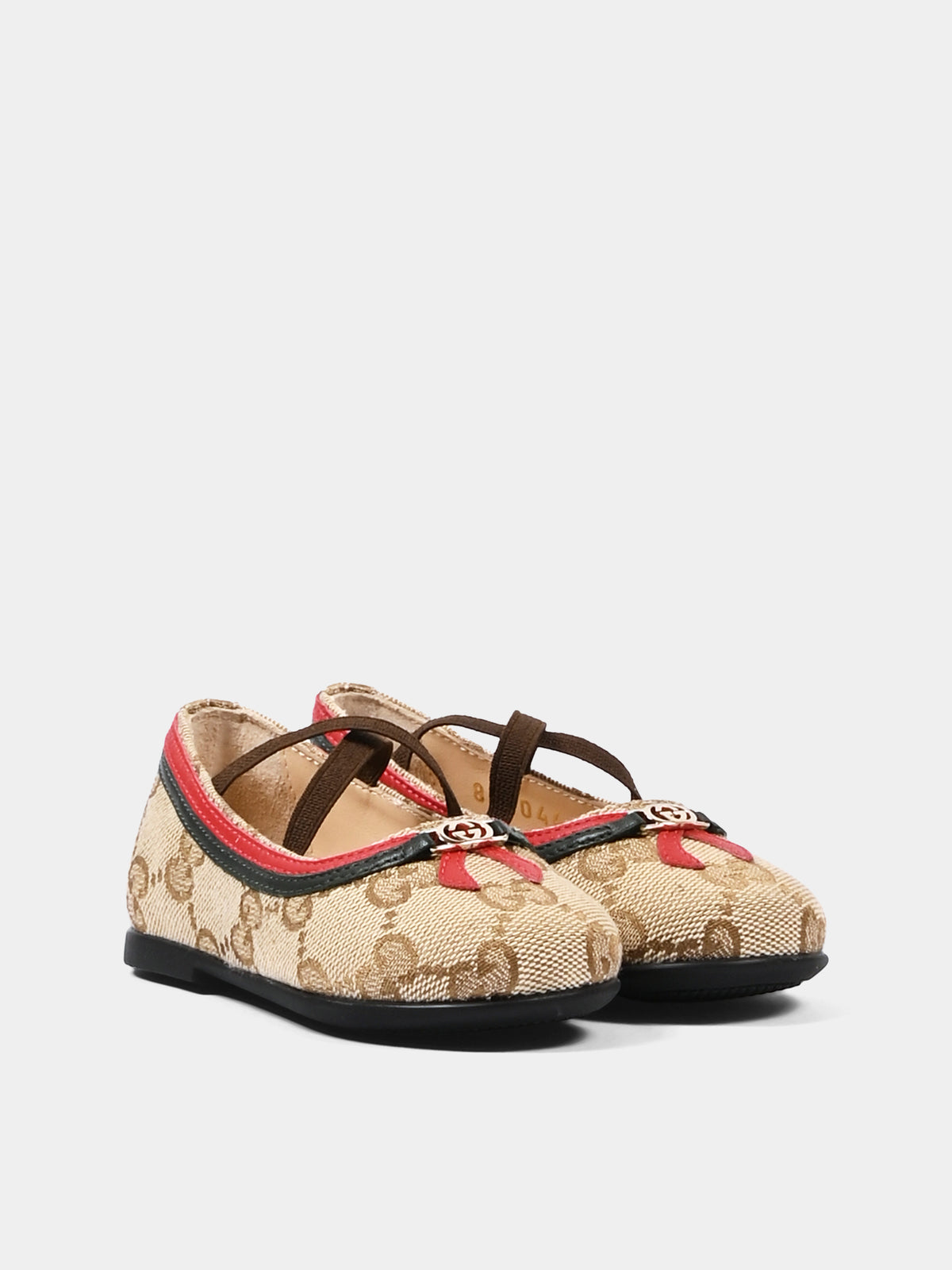Ballerine beige per bambina con Jacquard GG,Gucci Kids,873044 FAF5H 9645