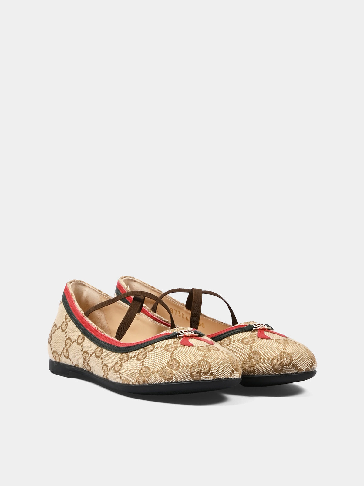 Ballerine beige per bambina con Jacquard GG,Gucci Kids,873048 FAF5H 9645