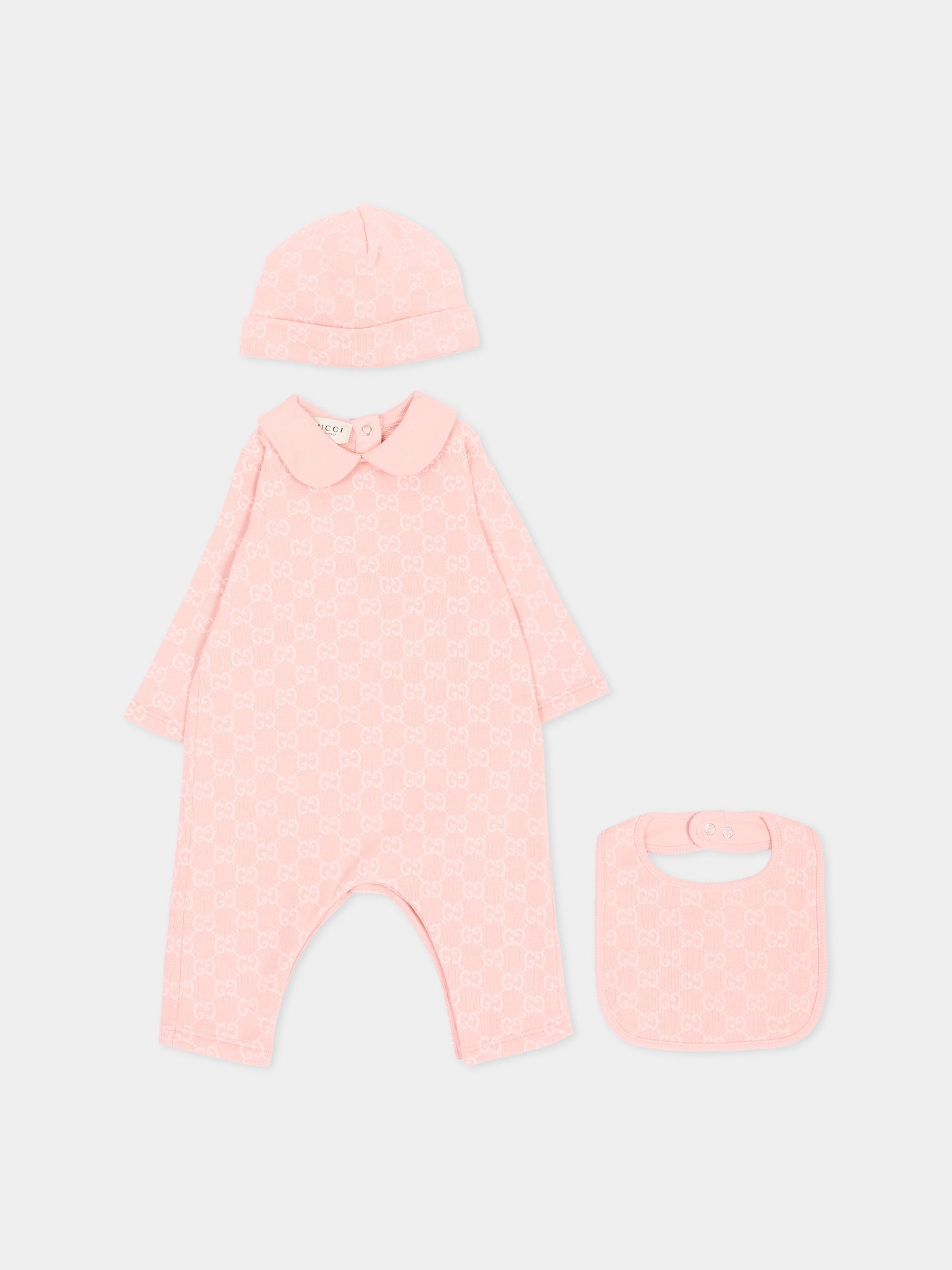 Set tutina rosa per neonata monogramma GG,Gucci Kids,864661 XJHVT 5967