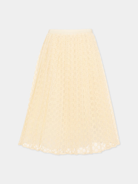 Ivory skirt for Girl with GG pattern