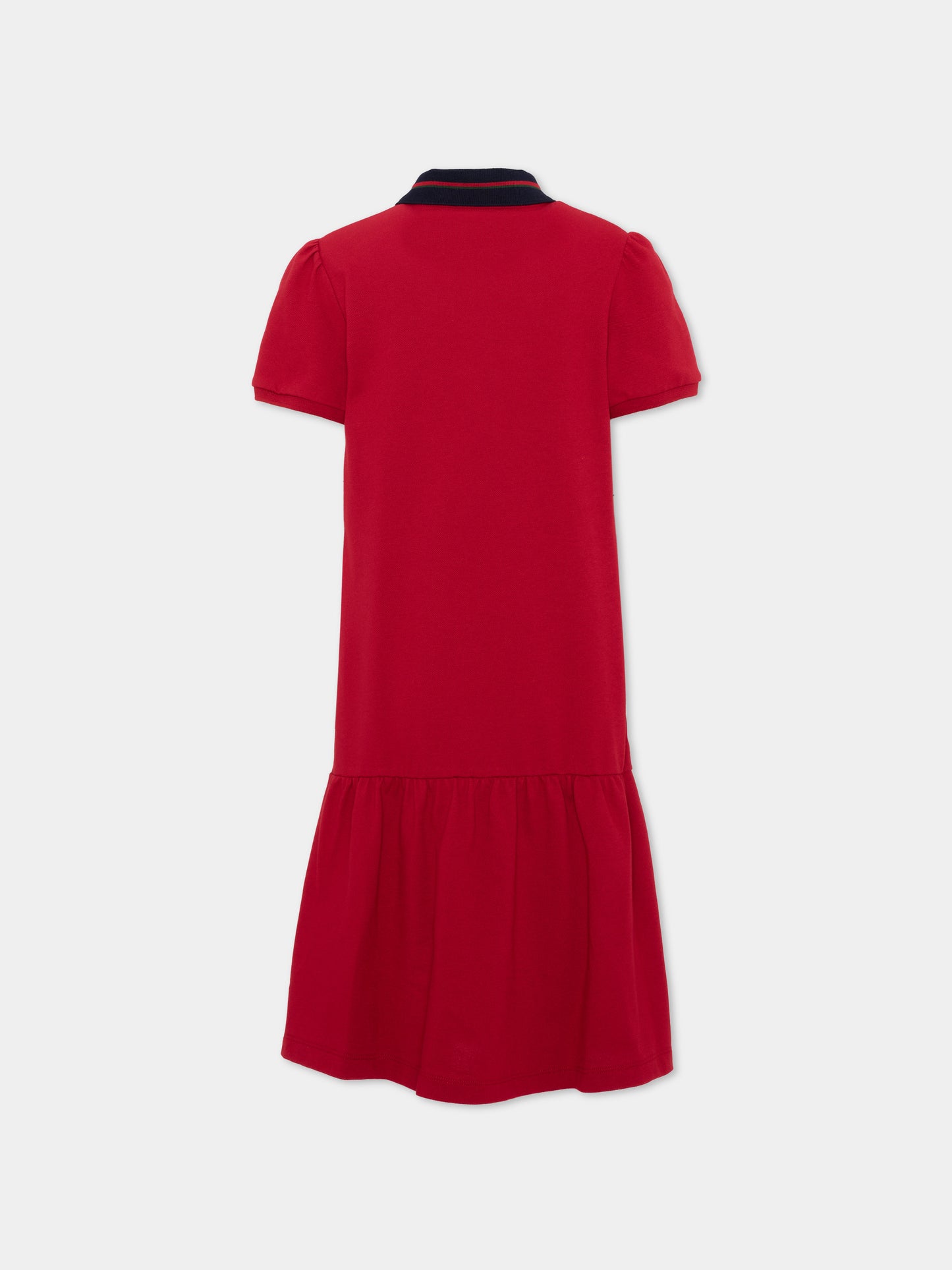 Vestito rosso per bambina con colletto