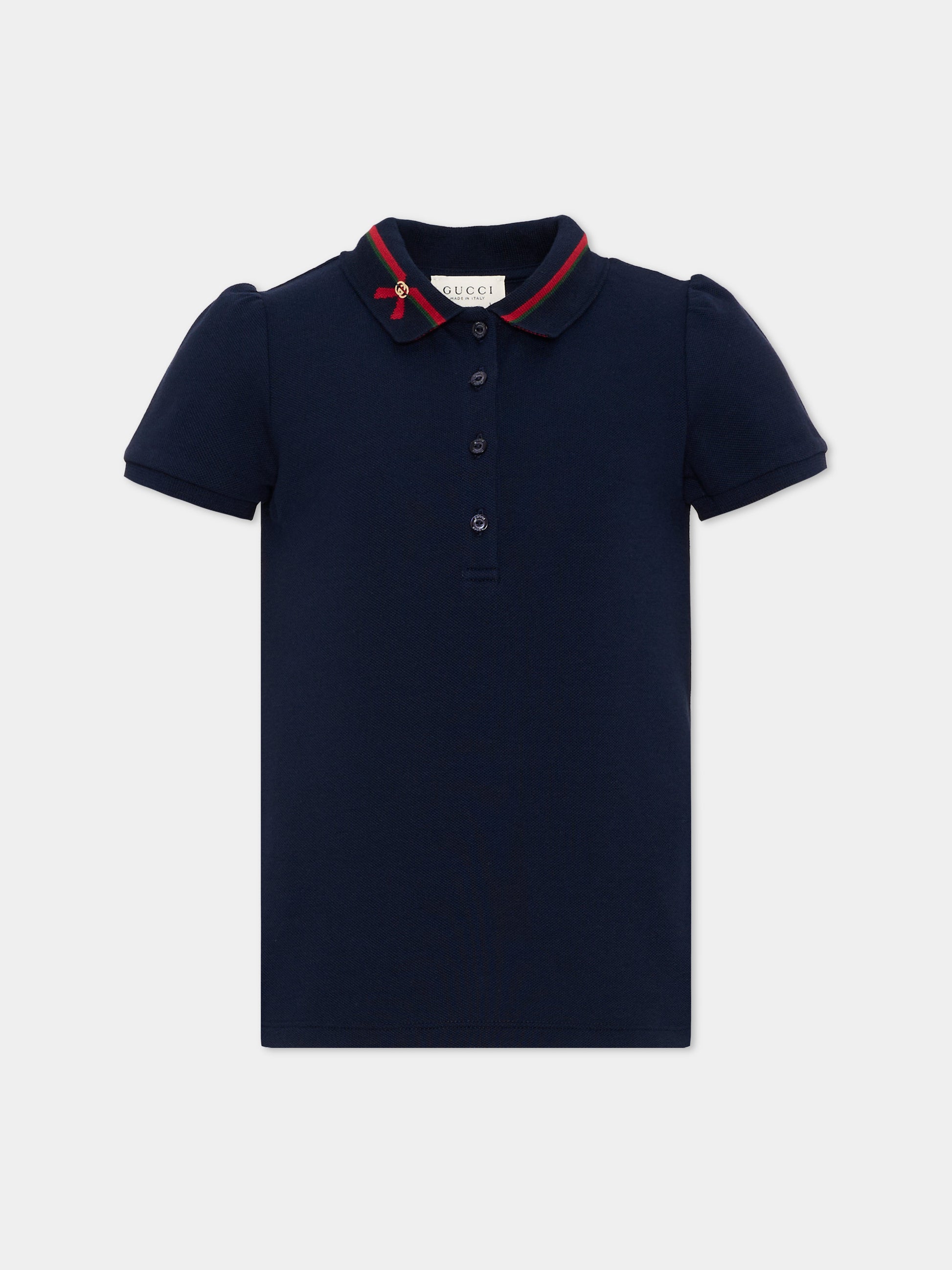 Polo a manica corta blu per bambina,Gucci Kids,867881 XJHWK 4306