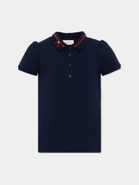 Polo a manica corta blu per bambina,Gucci Kids,867881 XJHWK 4306