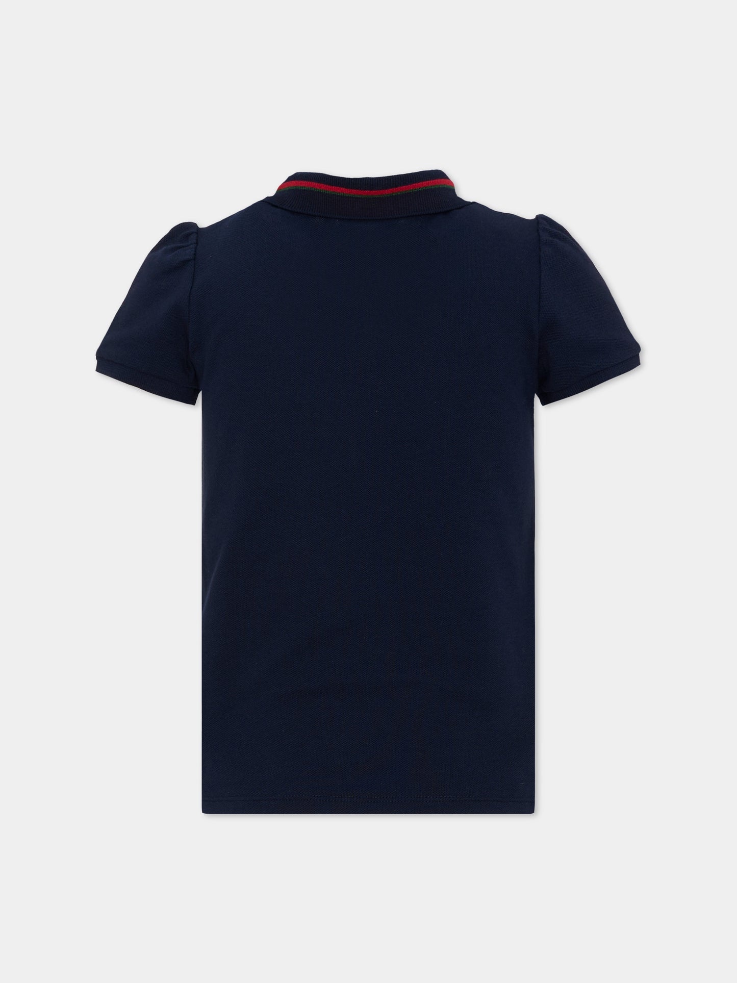 Polo a manica corta blu per bambina