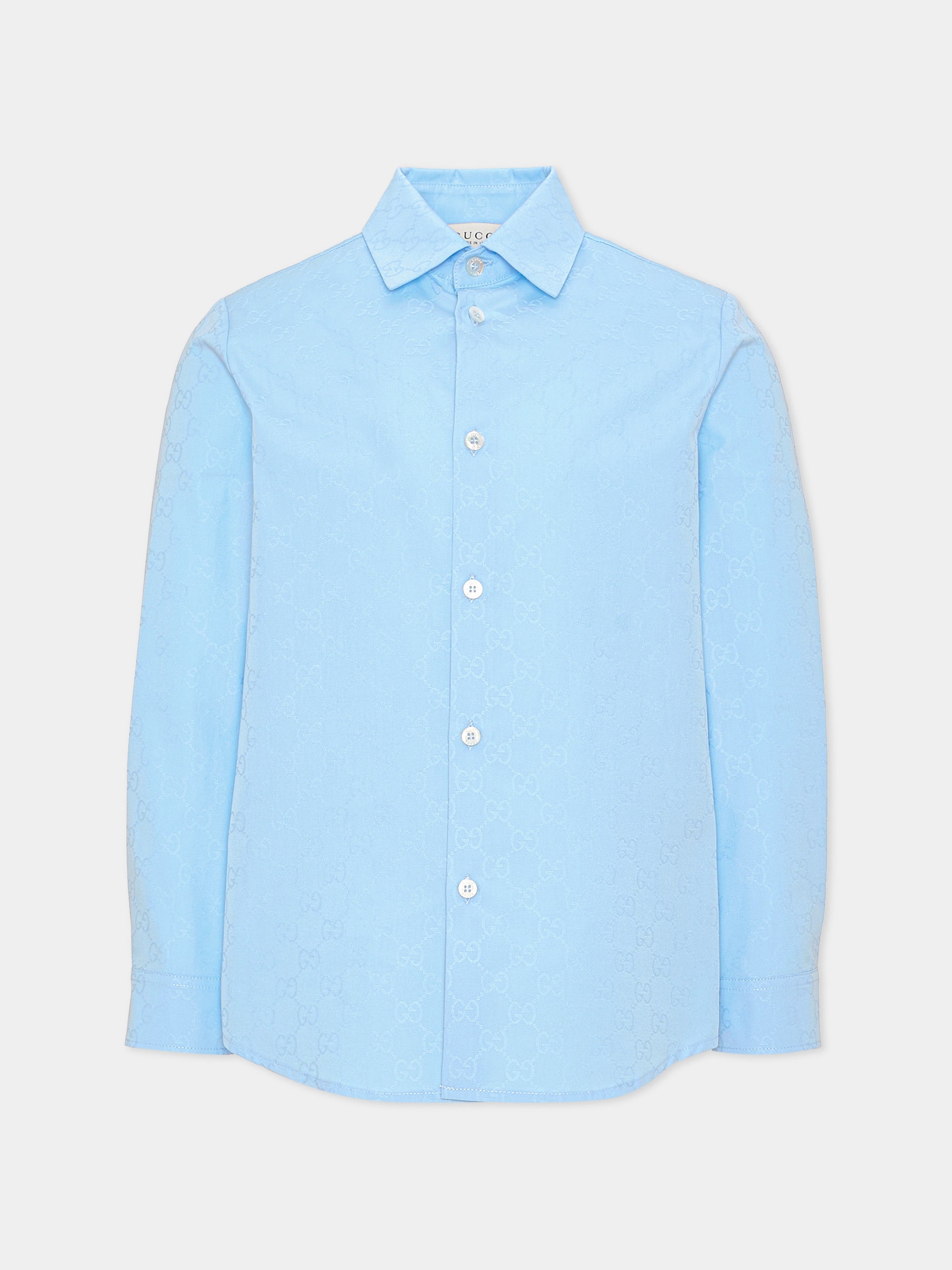 Camicia a manica lunga celeste per bambino,Gucci Kids,870268 XWA9G 4774