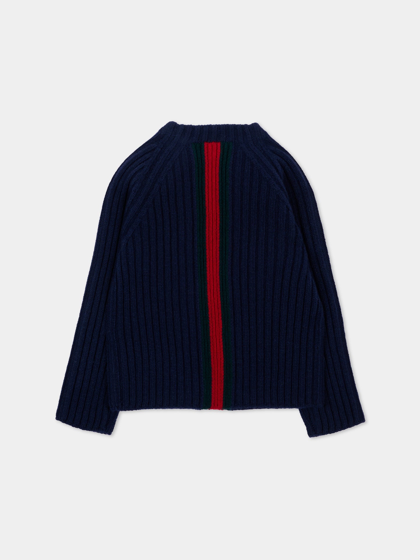 Maglione blu per neonato con Web,Gucci Kids,866182 XKFIL 4154