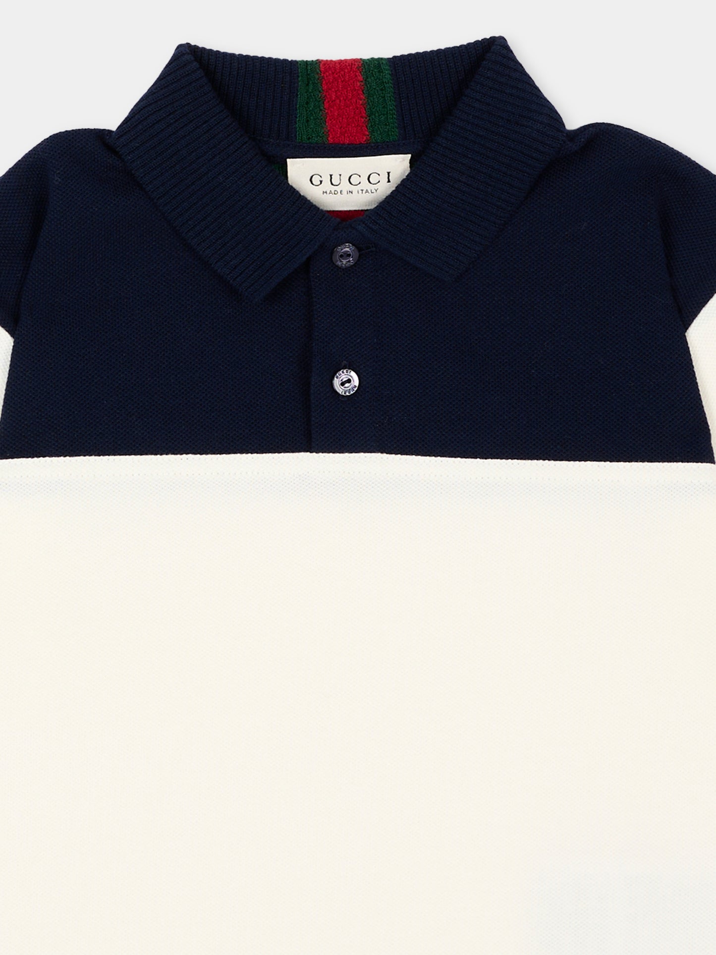 Polo a manica corta bianca per neonato,Gucci Kids,870878 XJHVF 9791