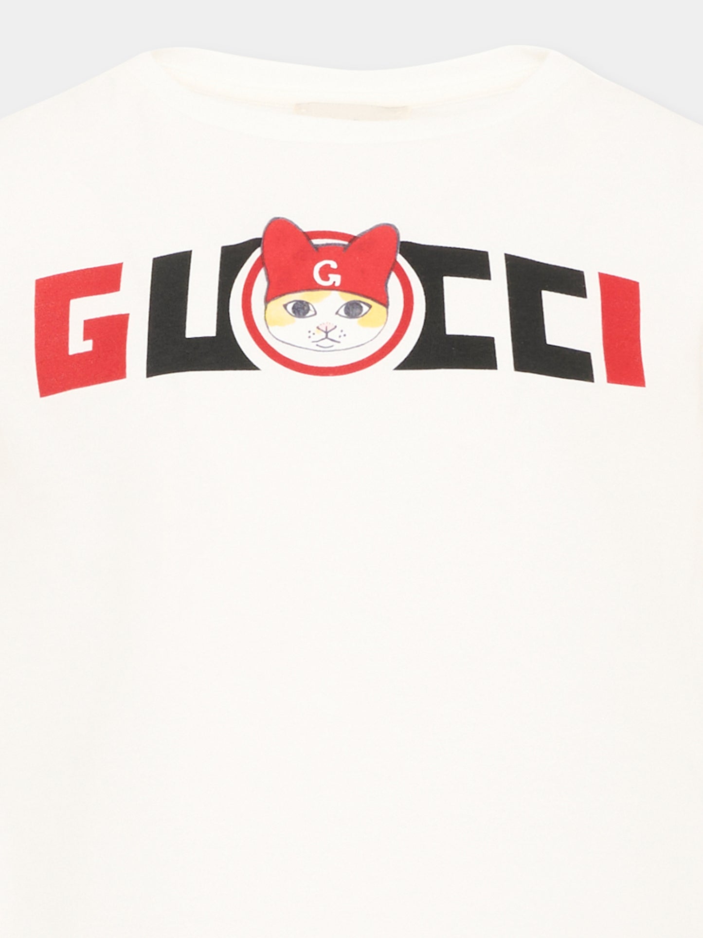 T-shirt a manica corta avorio per bambino logo