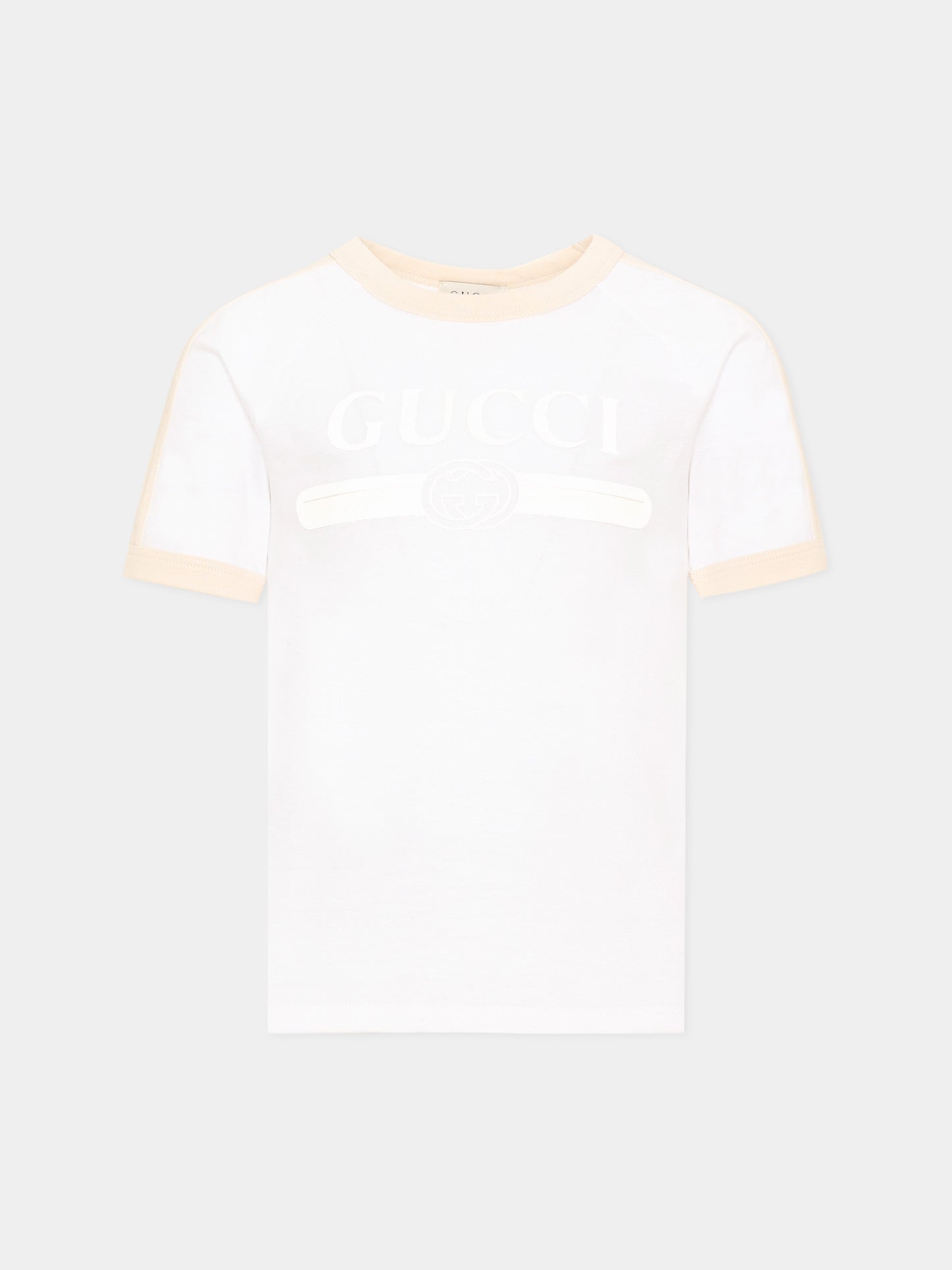 T-shirt a manica corta bianca per bambini logo,Gucci Kids,864634 XJHW6 9043