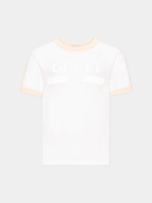 T-shirt a manica corta bianca per bambini logo,Gucci Kids,864634 XJHW6 9043
