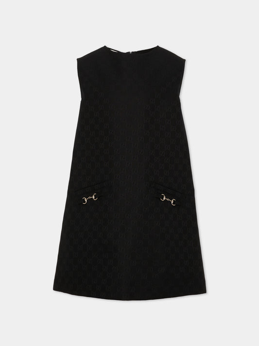 Abito elegante nero per bambina con morsetti