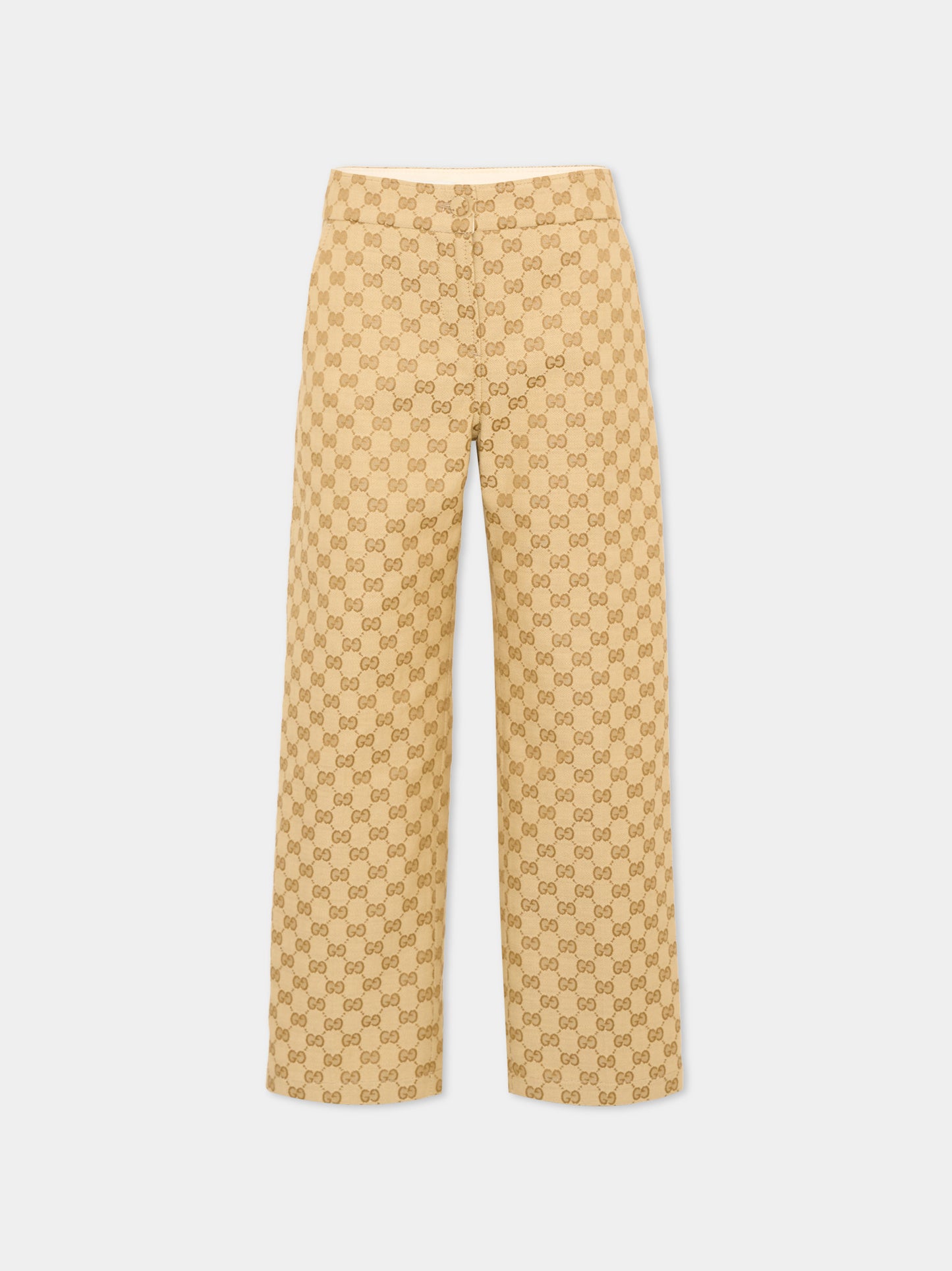 Pantalone beige monogramma GG per bambina