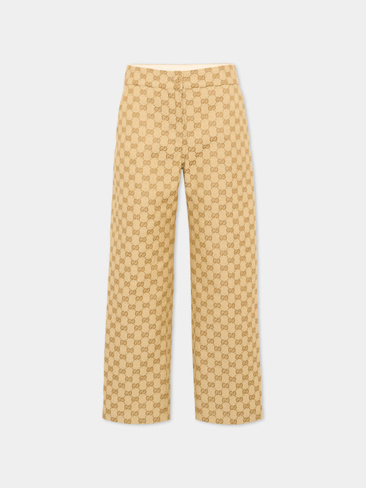 Pantalone beige monogramma GG per bambina