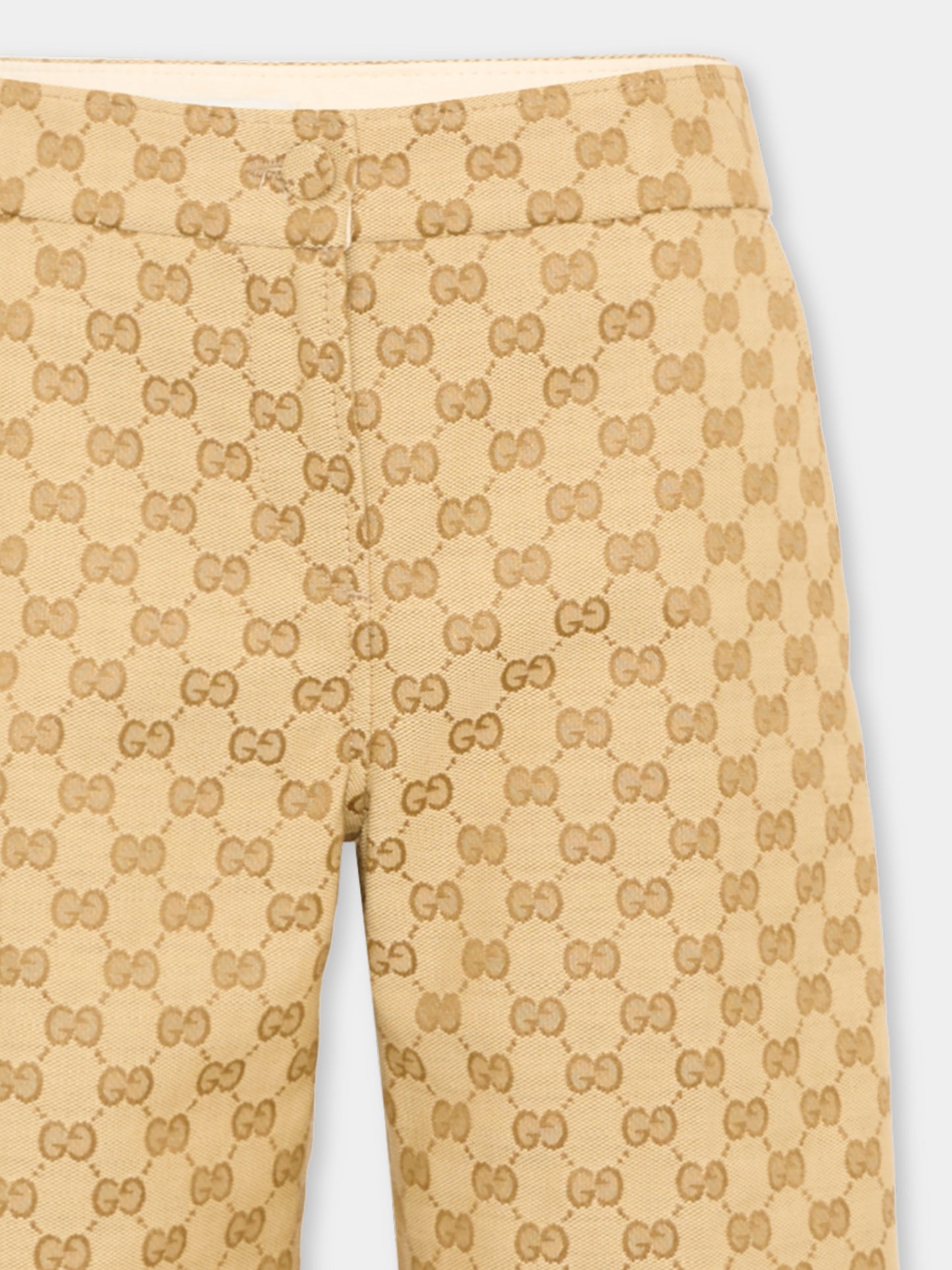 Pantalone beige monogramma GG per bambina